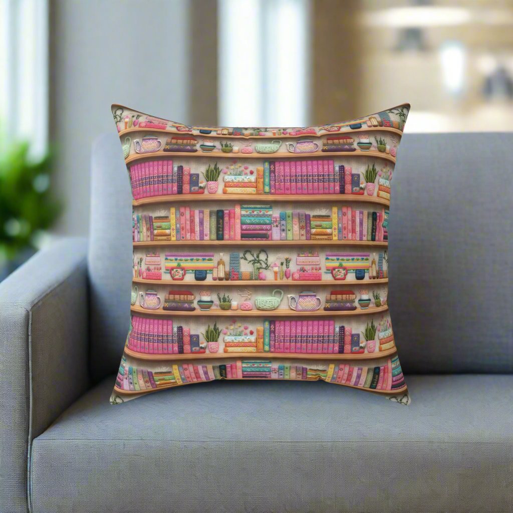 Books Chic 3D Embroidery Illusion  Flowers Square Pillow for Sofa, Bed, or Chair Premium Quality, Soft, and Durable | Perfect for Couch, Bed, or Chair | Elegant Bedrooms Pillow Gift New House, Bridal Shower