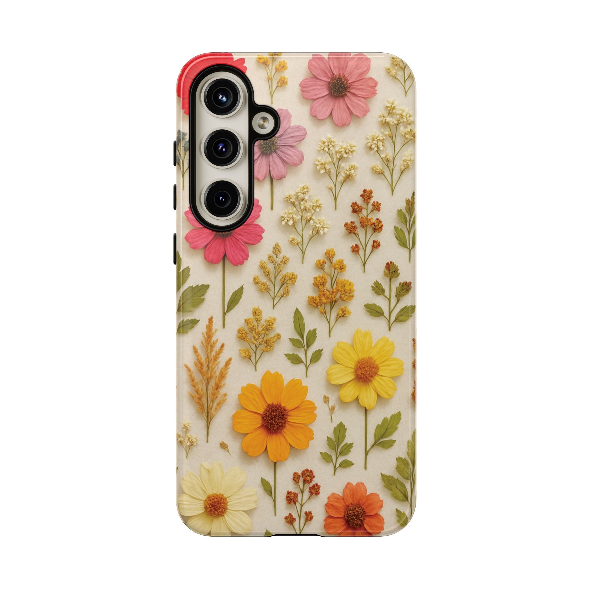 Dried Flowers Illusion Phone Case – Realistic Botanical Aesthetic, Colorful Pressed Floral Art, Trendy Nature-Inspired Protective Cover  iPhone & Samsung Models