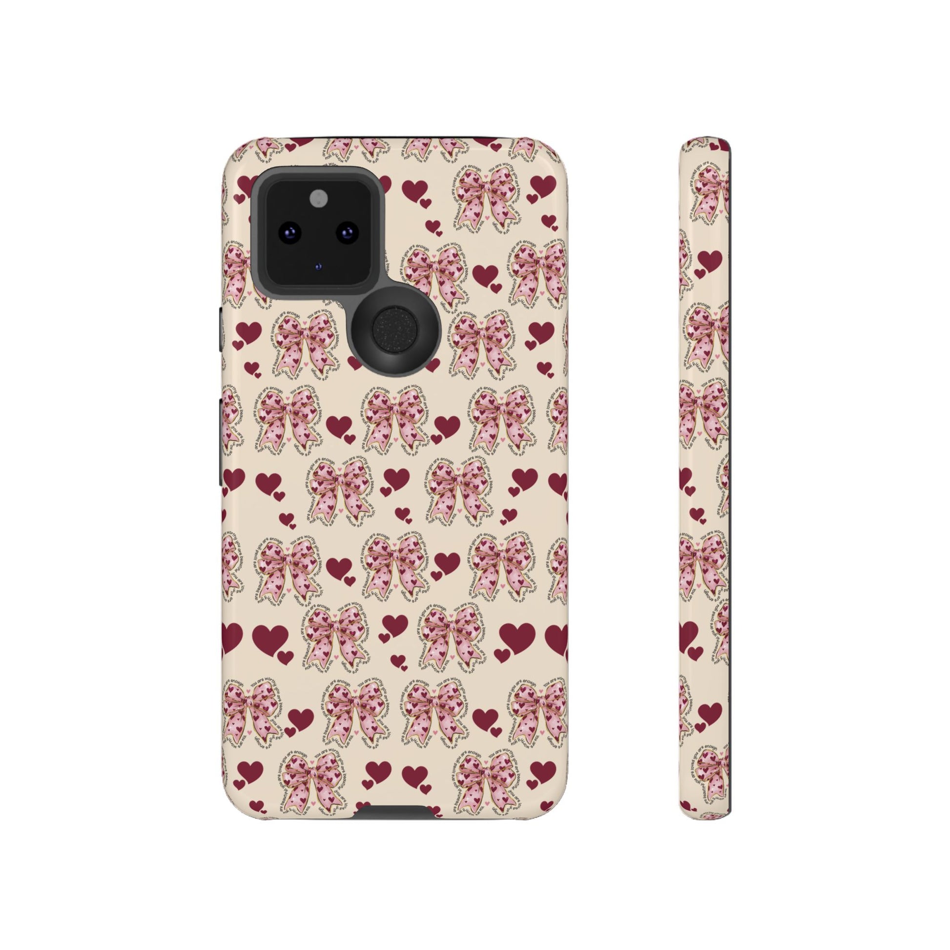 Charming Hearts & Pink Bows Phone Case Stylish & Durable Protection for Your Device | Scratch-Resistant, Slim Fit, and Lightweight Design for Everyday Use for iPhone & Android | Fresh Nature-Inspired Design!