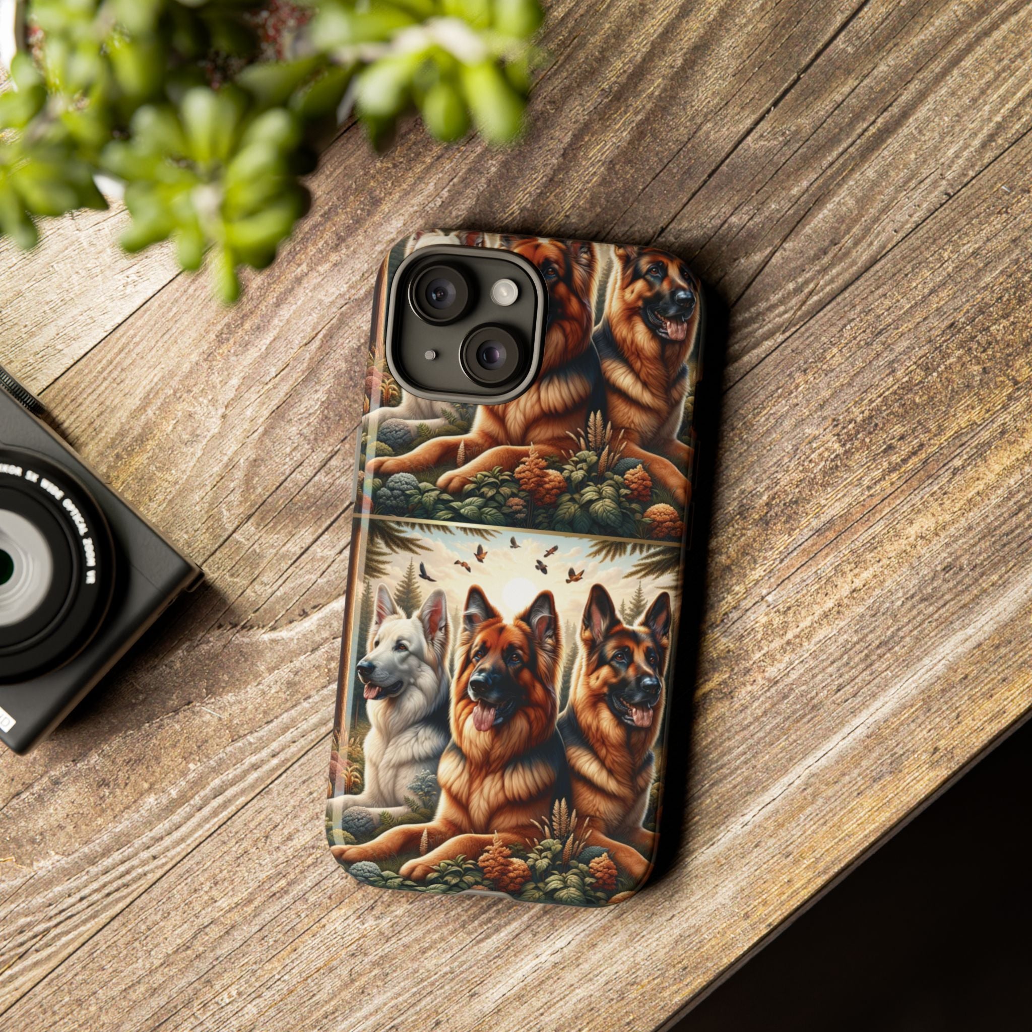 German Shepherd Phone Tough Case Floral Elegant Durable Dog Lover Devices iPhone 15, Samsung iPhone Samsung Accessory Gift for Her