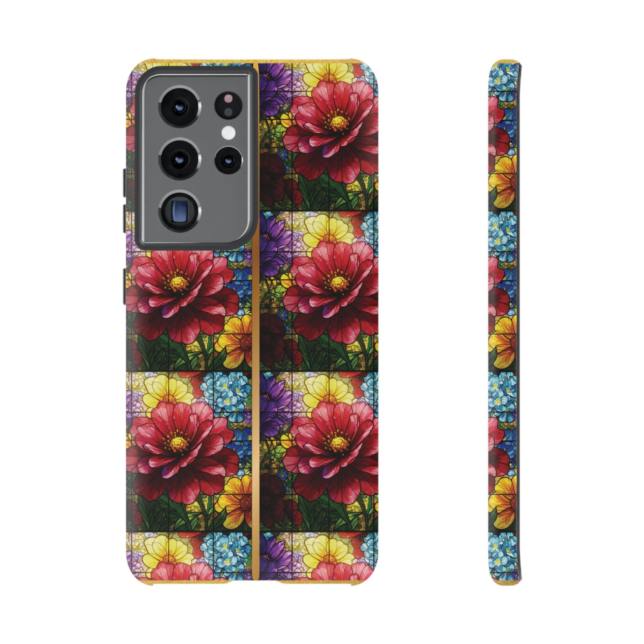 Stained Glass Illusion Floral Phone Case  3D Colorful Flower Design, Protective Christian Gift, Fits iPhone, Samsung, Google Pixel