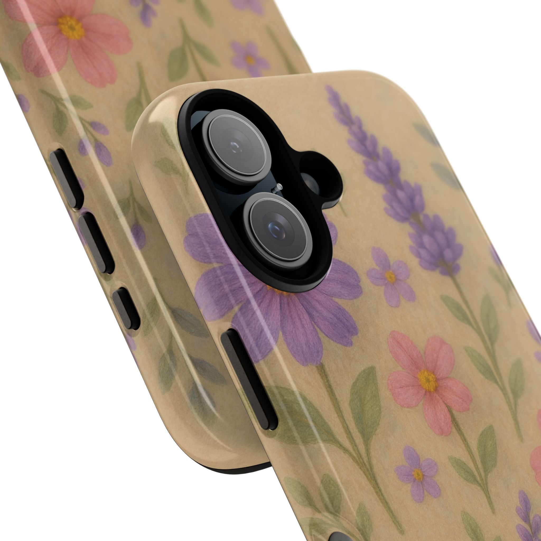 3D Illusion Wildflower Phone Case Cute Pastel Floral Design in Lavender, Pink, Mint Green – Aesthetic Protective Case for iPhone and  Android