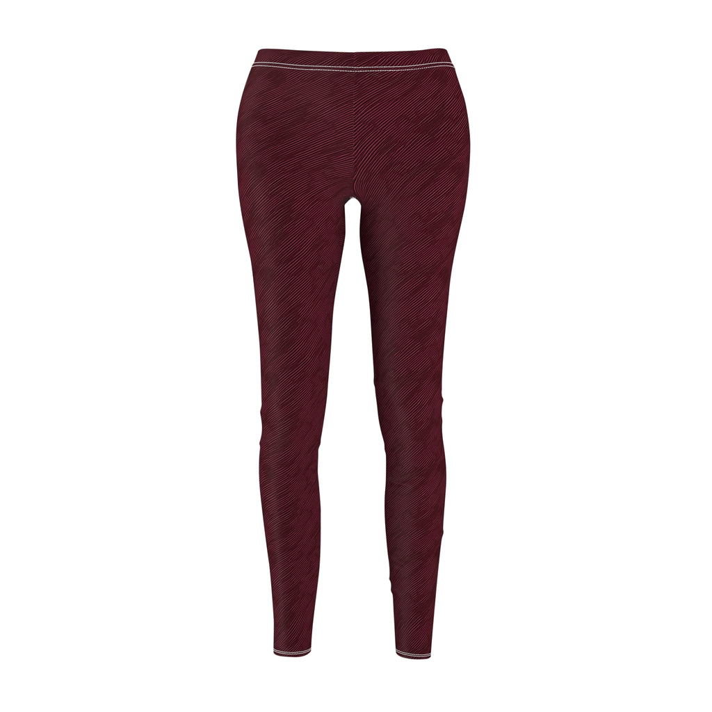 Burgundy Texture Illusion Women's Casual Leggings Stylish, Comfortable High-Waisted Yoga Pants for Everyday Wear, Workout, and Lounge – Perfect Gift Idea for Her – Available in Plus Sizes - MRSBYVALLE