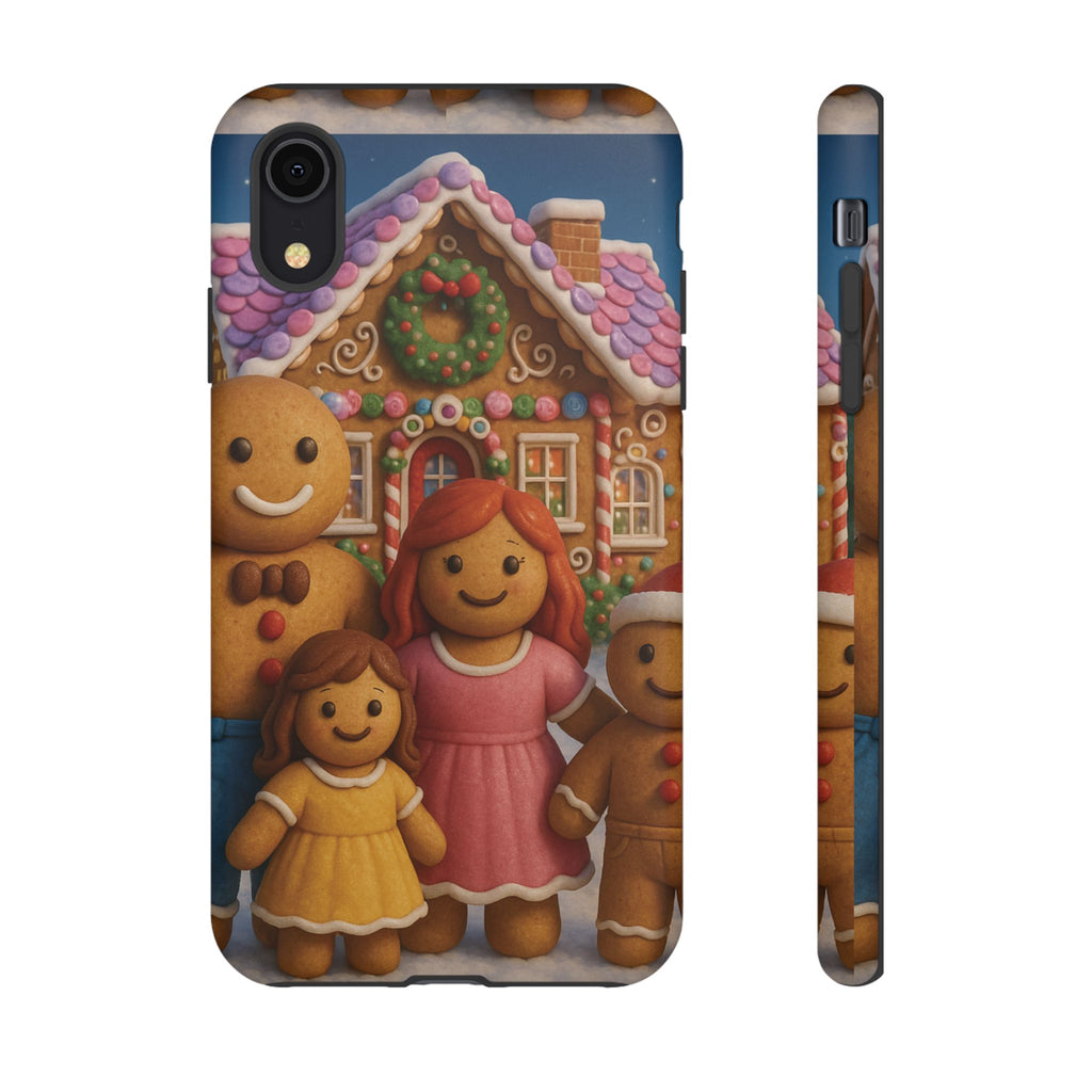 Coque de téléphone esthétique Famille en Pain d'Épices – Design d'inspiration vintage sur le thème de Noël – Étui stylé pour modèles iPhone et Samsung Galaxy