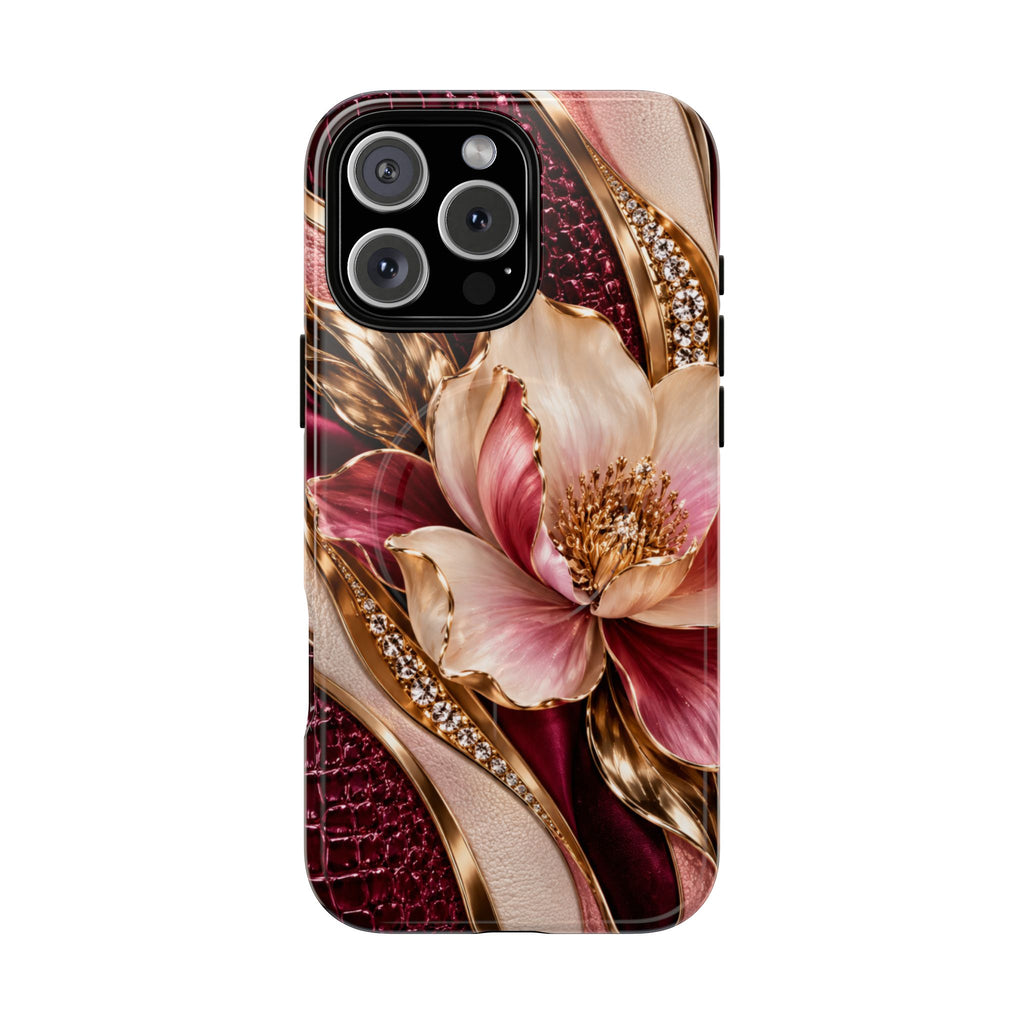 Magnetic Tough Phone Case — Vintage Rose Floral Armor
