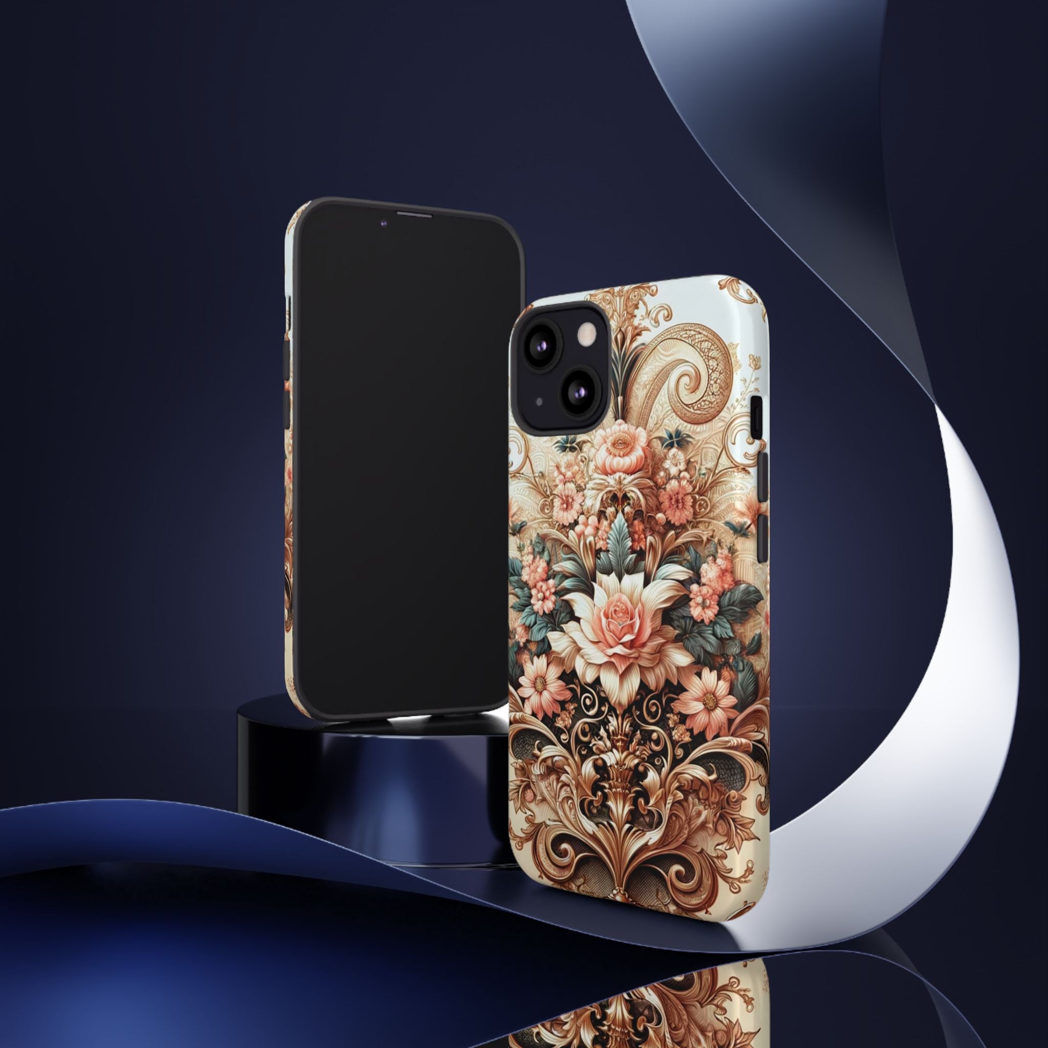 Gold Design Luxury Phone Tough Case Floral Elegant Durable Stylish for Modern Devices iPhone 17, 16, 15, Samsung iPhone Samsung Accessory Gift for Her