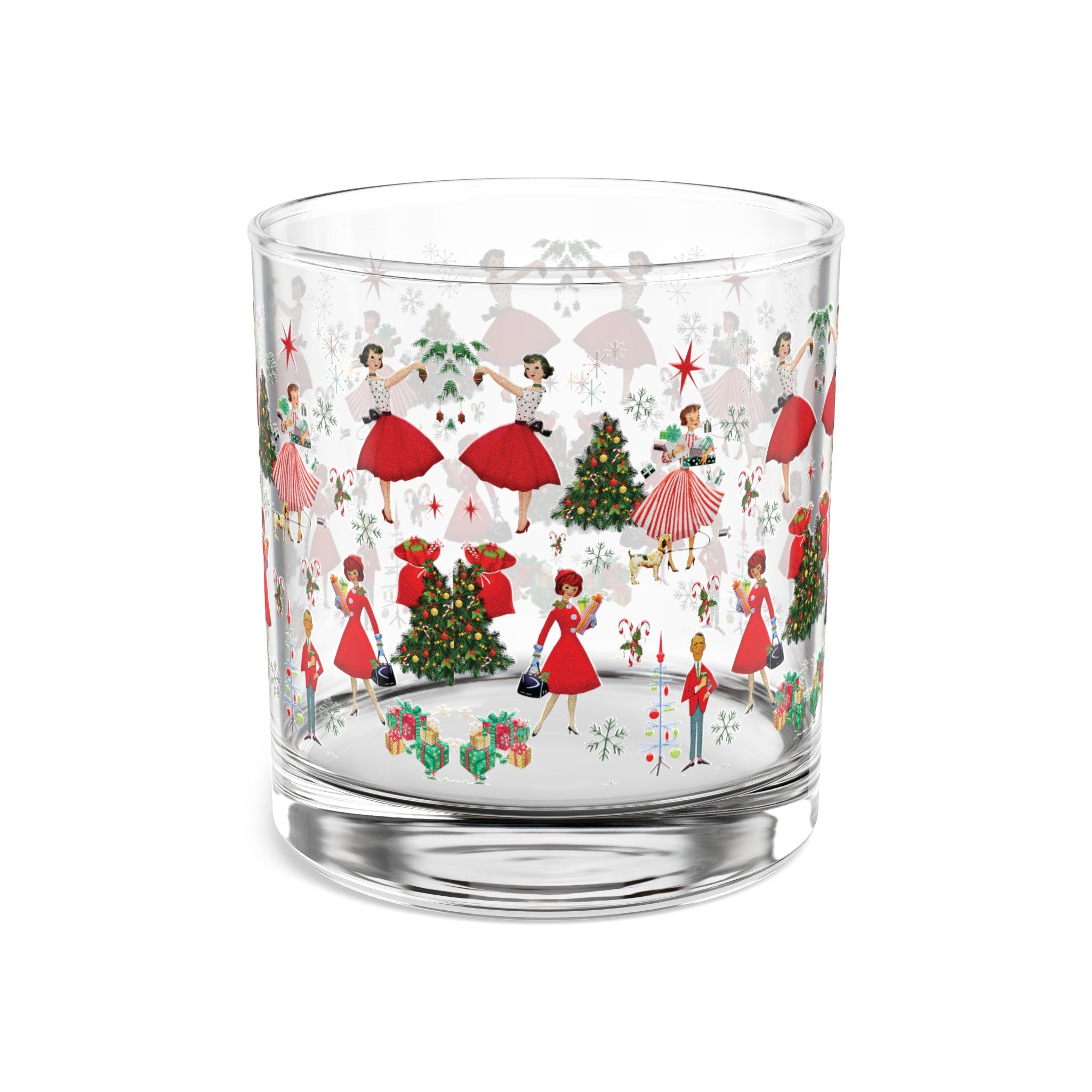 Glass Vintage Christmas Rocks Glass, 10oz  Festive Holiday Drinkware with Classic Design, Perfect for Cocktails and Spirits, Ideal Gift for Christmas Celebrations and Home Décor - MRSBYVALLE