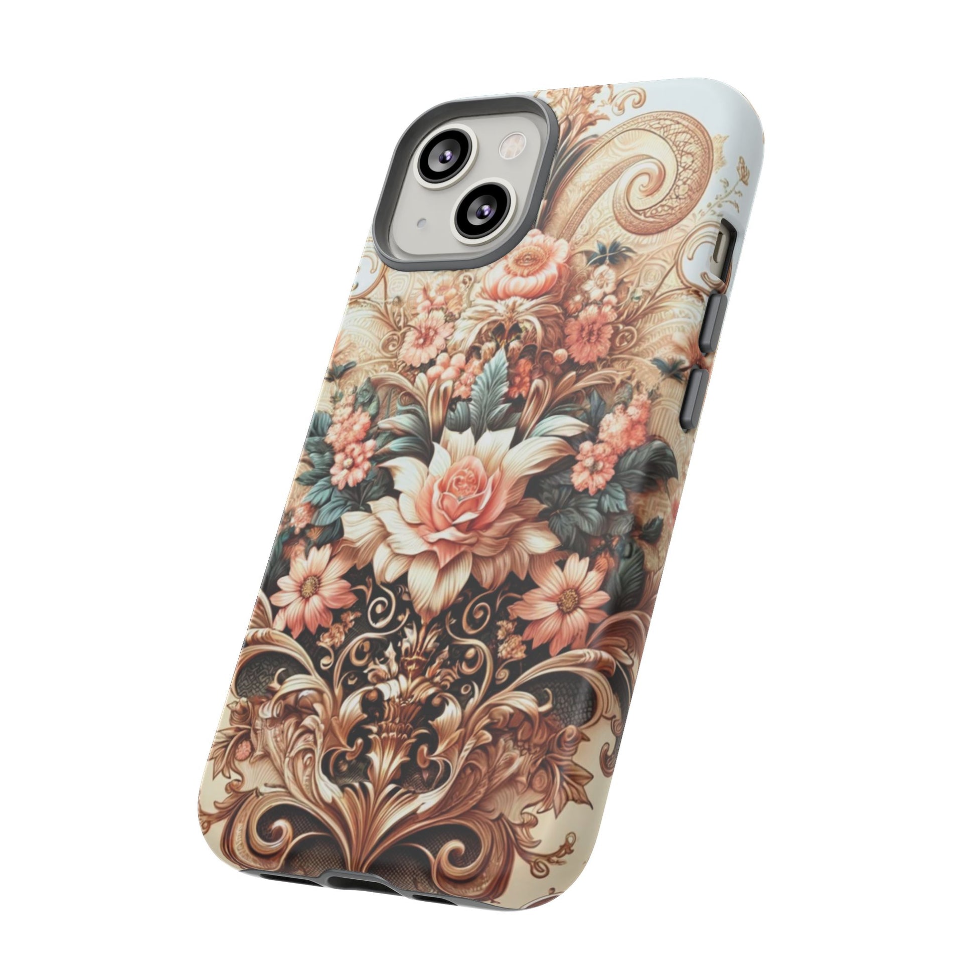 Gold Design Luxury Phone Tough Case Floral Elegant Durable Stylish for Modern Devices iPhone 17, 16, 15, Samsung iPhone Samsung Accessory Gift for Her