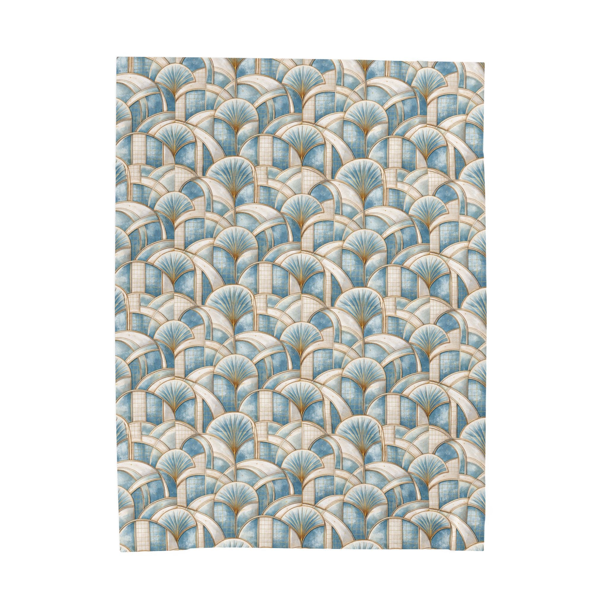 Blue & Gold Geometric Luxury Velveteen Plush Blanket Minky