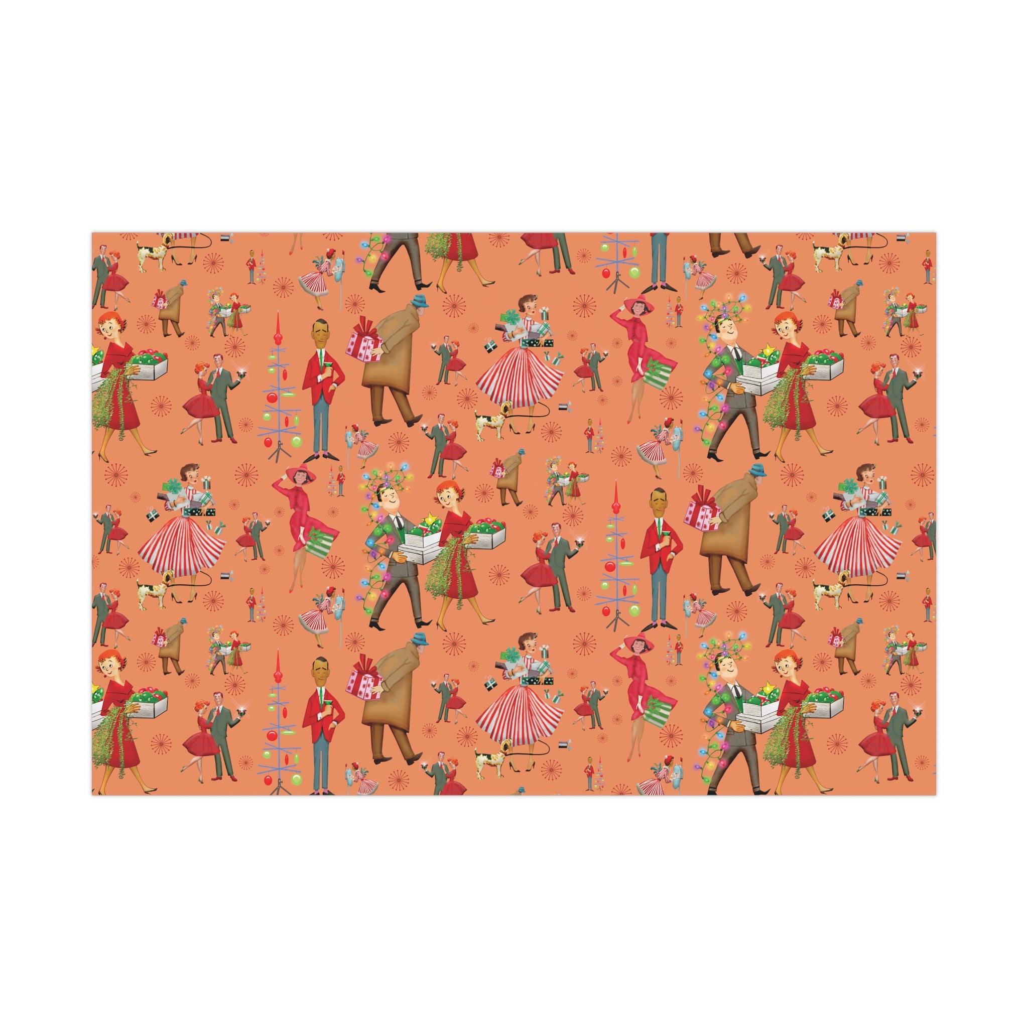 Christmas Vintage 50s Retro Wrapping Paper | Classic Holiday Designs | Nostalgic Gift Wrap | Mid-Century Holiday Patterns | Unique Retro Christmas Decorations | Festive Retro Style Christmas - MRSBYVALLE