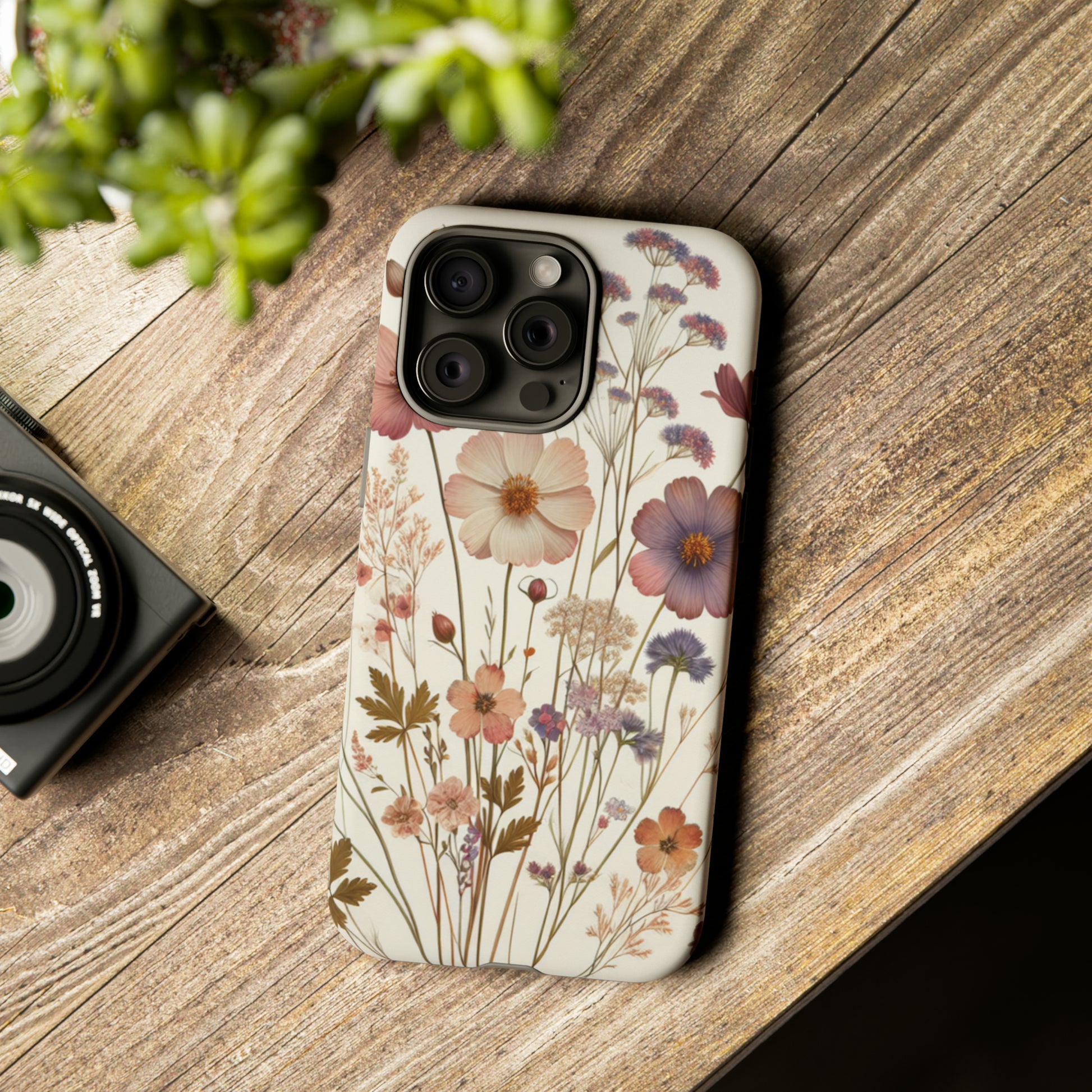 Wildflower Boho Luxury Phone Tough Case Floral Elegant Durable Stylish for Modern Devices iPhone 15, Samsung iPhone Samsung Accessory Gift for Her.