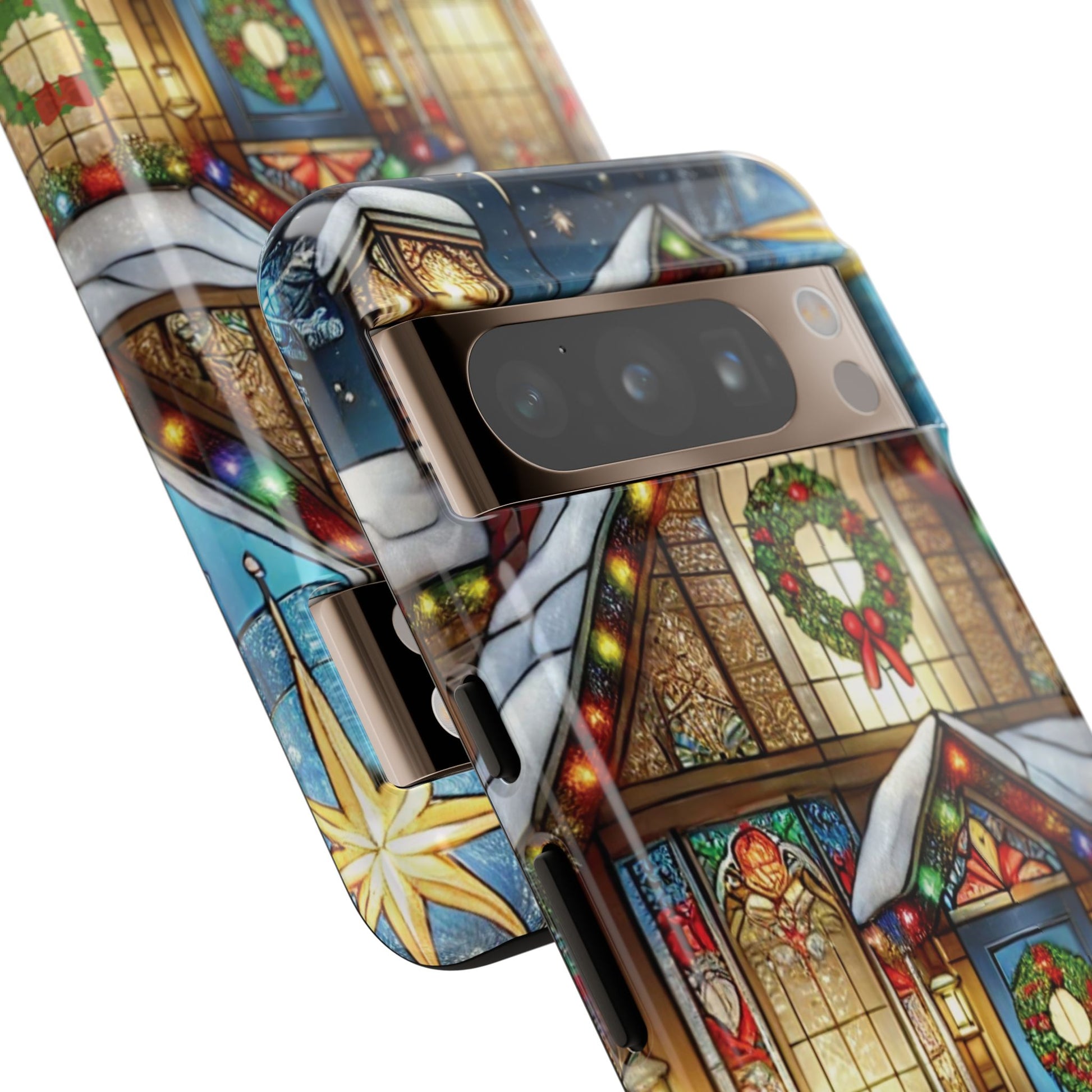 Stain Glass Christmas Phone Case Unique Holiday Protection for Your Device | Stylish & Durable Cover Gift for Her Phone 15, Samsung iPhone Samsung Accessory Gift for Her