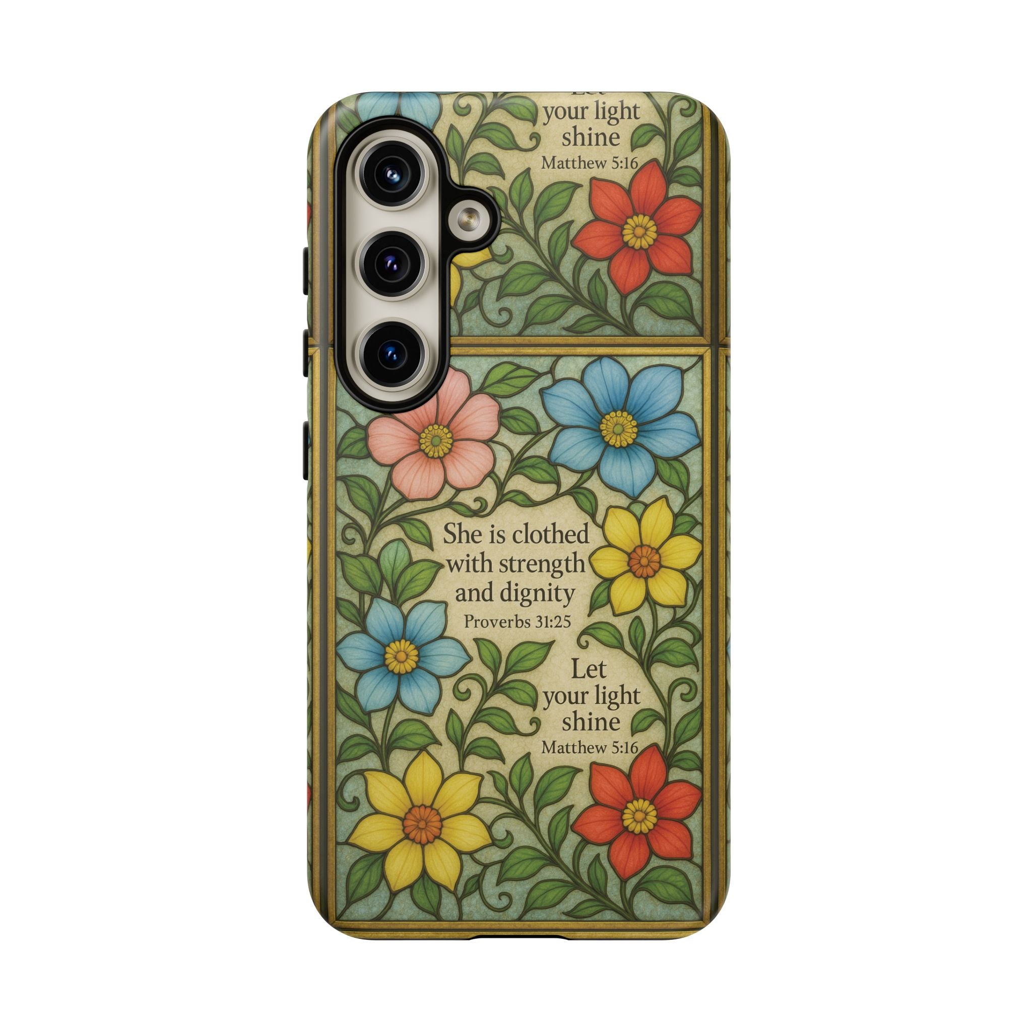 Pastel Floral Stained Glass Bible Verse Phone Case Christian Affirmation, Soft Faith Design, iPhone Samsung Google, Inspirational Gift for HerGift for Christians