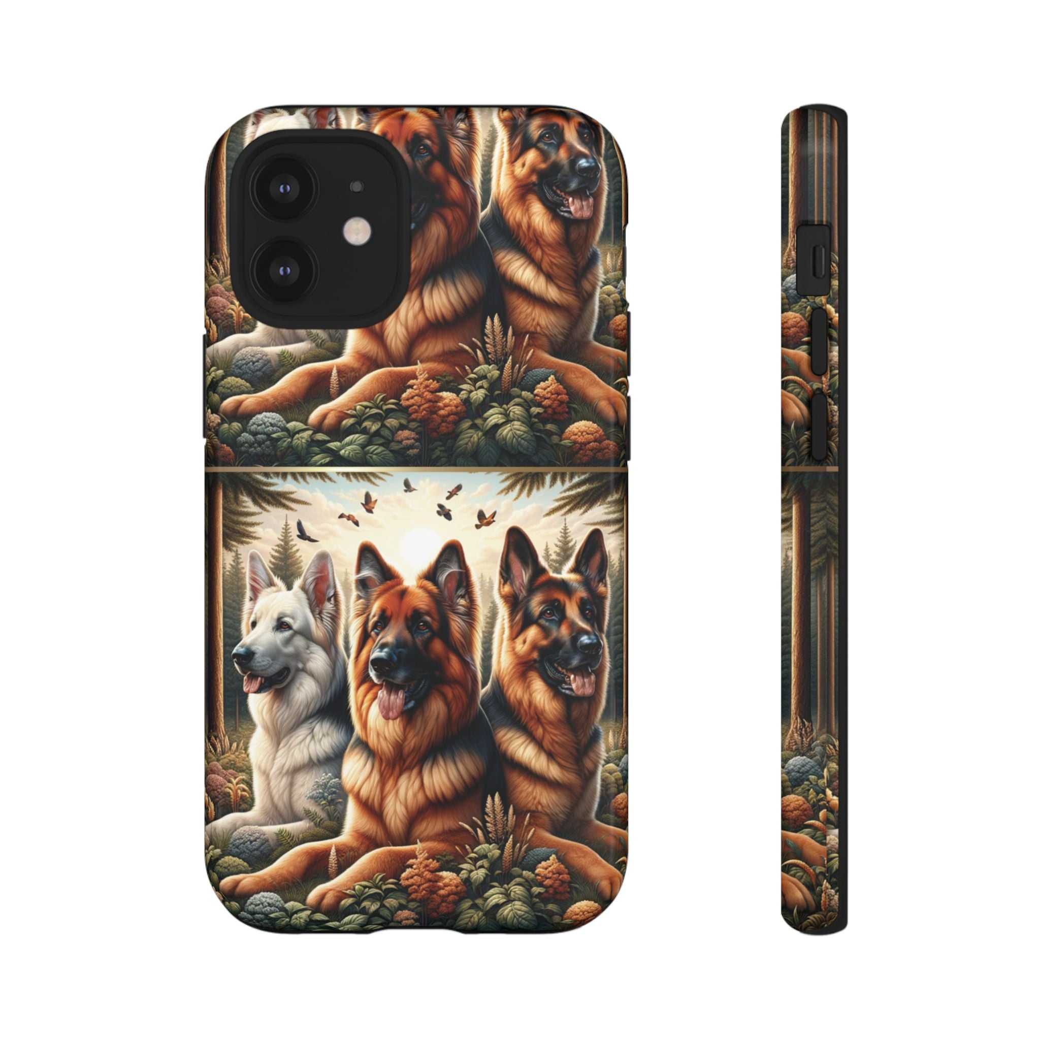 German Shepherd Phone Tough Case Floral Elegant Durable Dog Lover Devices iPhone 15, Samsung iPhone Samsung Accessory Gift for Her