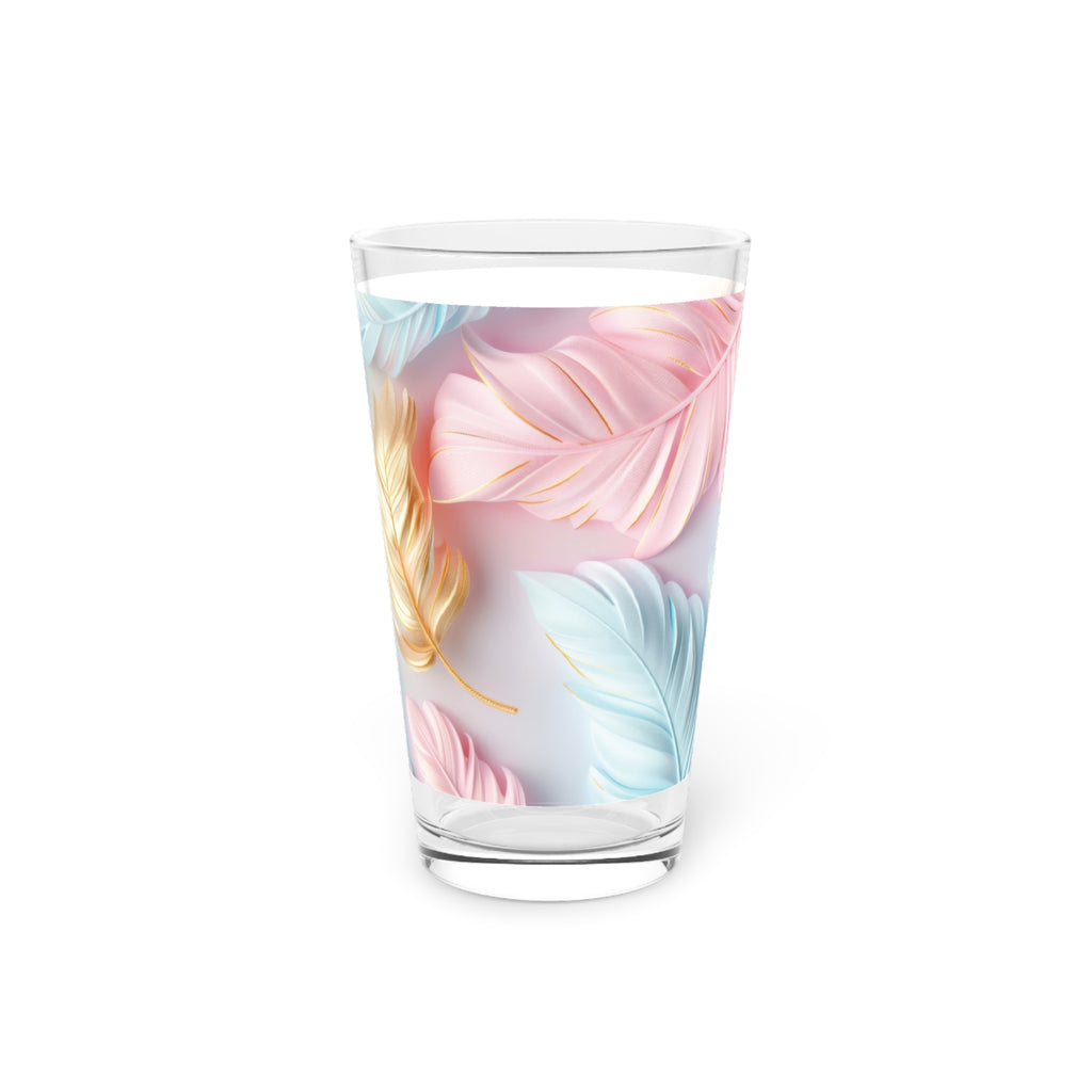 New House Pastel Feathers 16oz Pint Glass Modern Style for Cocktails, Mocktails, Beer, and Water Perfect for Every Occasion Mother's Day Party Drinkware, Housewarming Perfect Gift Party Drinkware, Cocktail, Wedding Perfect for Parties - MRSBYVALLE