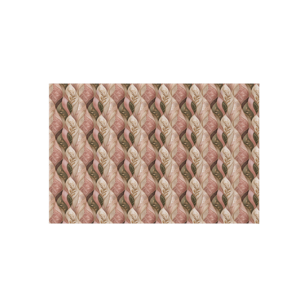 Outdoor Rug — Braided Coral & Sand Pattern Patio Mat
