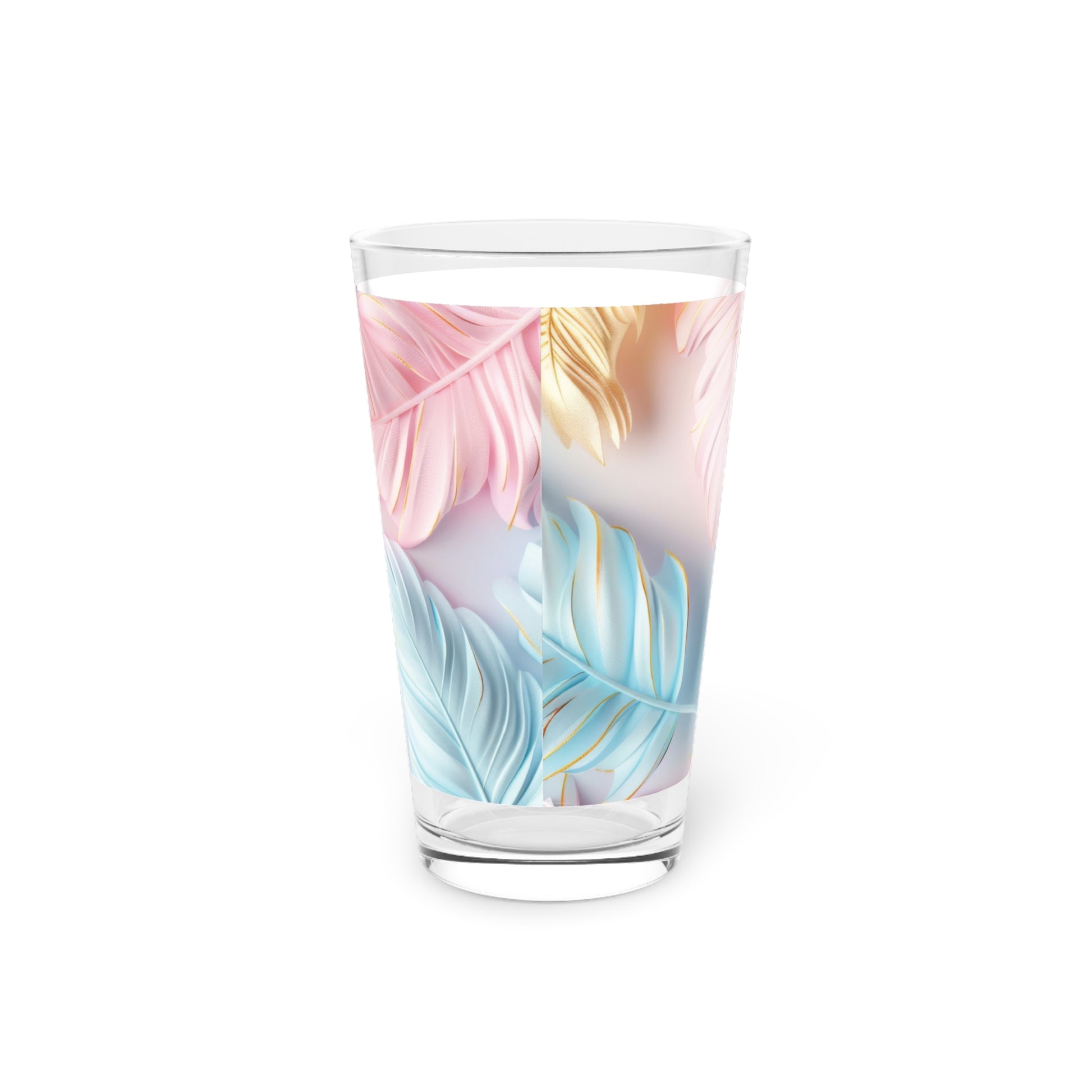 New House Pastel Feathers 16oz Pint Glass Modern Style for Cocktails, Mocktails, Beer, and Water Perfect for Every Occasion Mother's Day Party Drinkware, Housewarming Perfect Gift Party Drinkware, Cocktail, Wedding Perfect for Parties - MRSBYVALLE