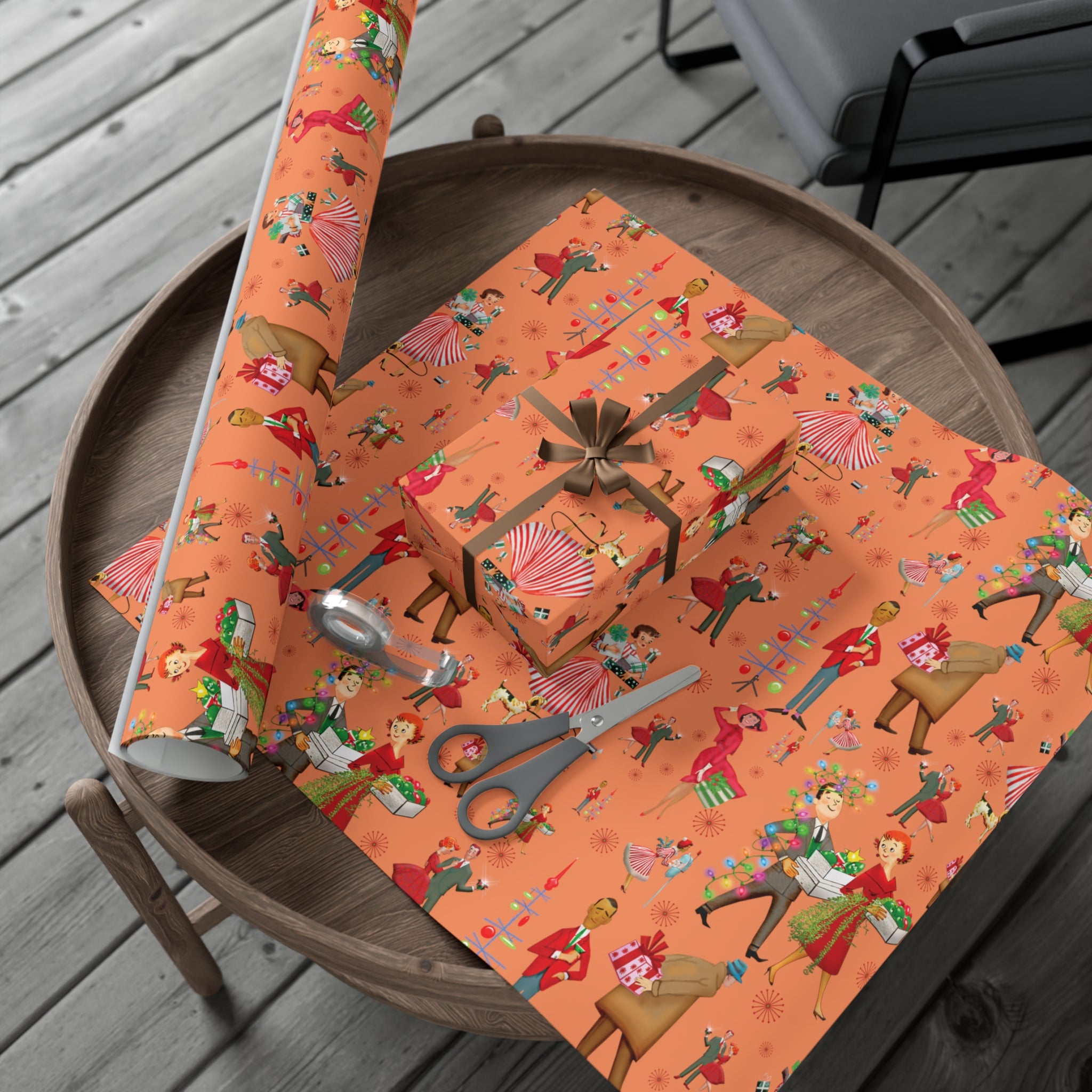 Christmas Vintage 50s Retro Wrapping Paper | Classic Holiday Designs | Nostalgic Gift Wrap | Mid-Century Holiday Patterns | Unique Retro Christmas Decorations | Festive Retro Style Christmas - MRSBYVALLE