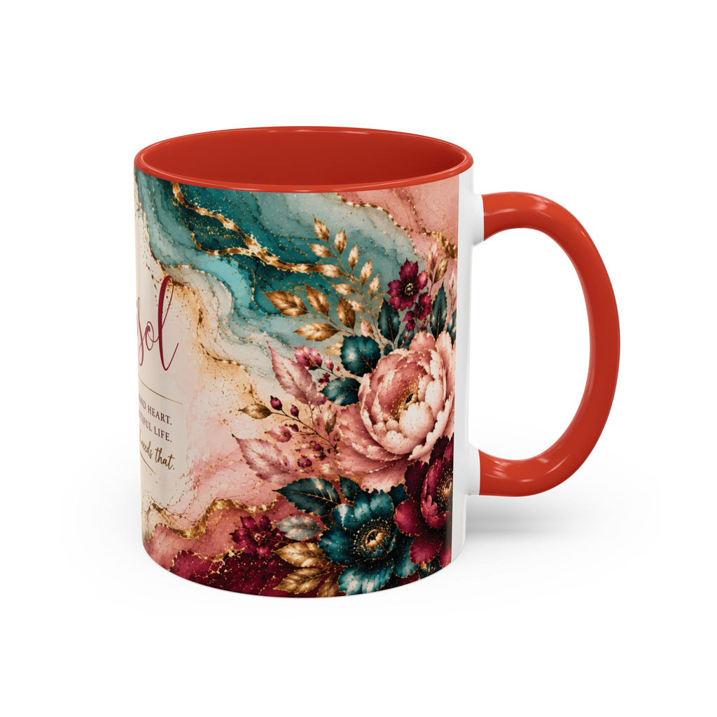 Personalized Name Mug for Women, Inspirational Color Handle Coffee Mug, 11 oz or 15 oz Gift for Her