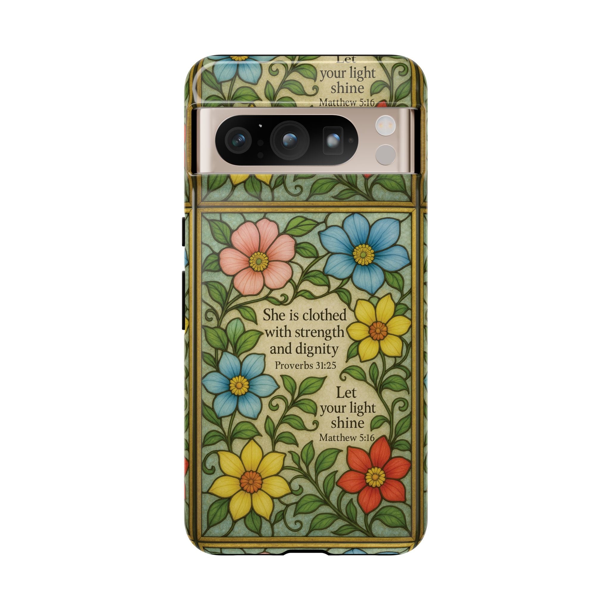 Pastel Floral Stained Glass Bible Verse Phone Case Christian Affirmation, Soft Faith Design, iPhone Samsung Google, Inspirational Gift for HerGift for Christians