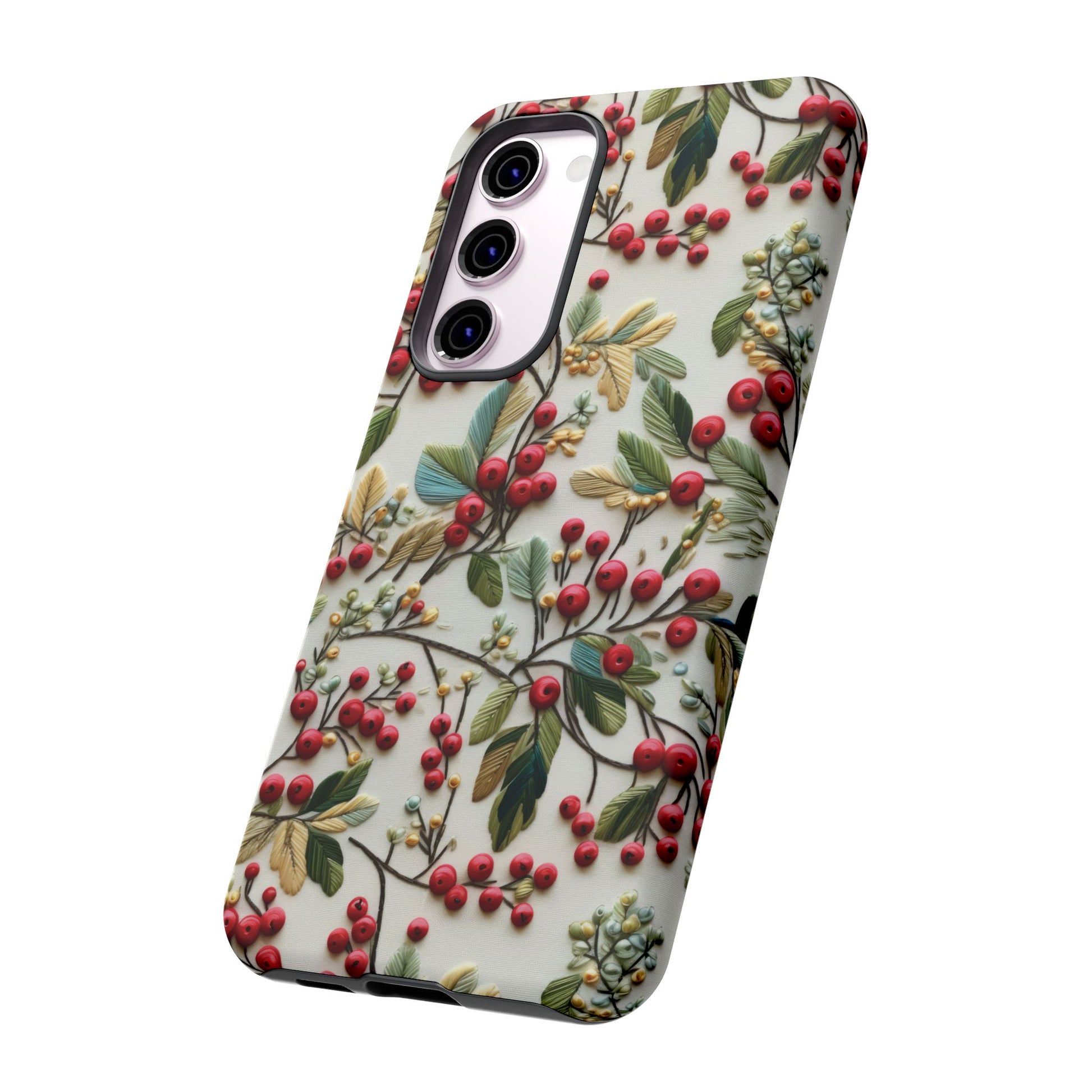 Holly Christmas Wildflowers Boho Chic Design Phone Case - Stylish, Protective Cover for All Models Gift for Mom Accessory Gift for Her