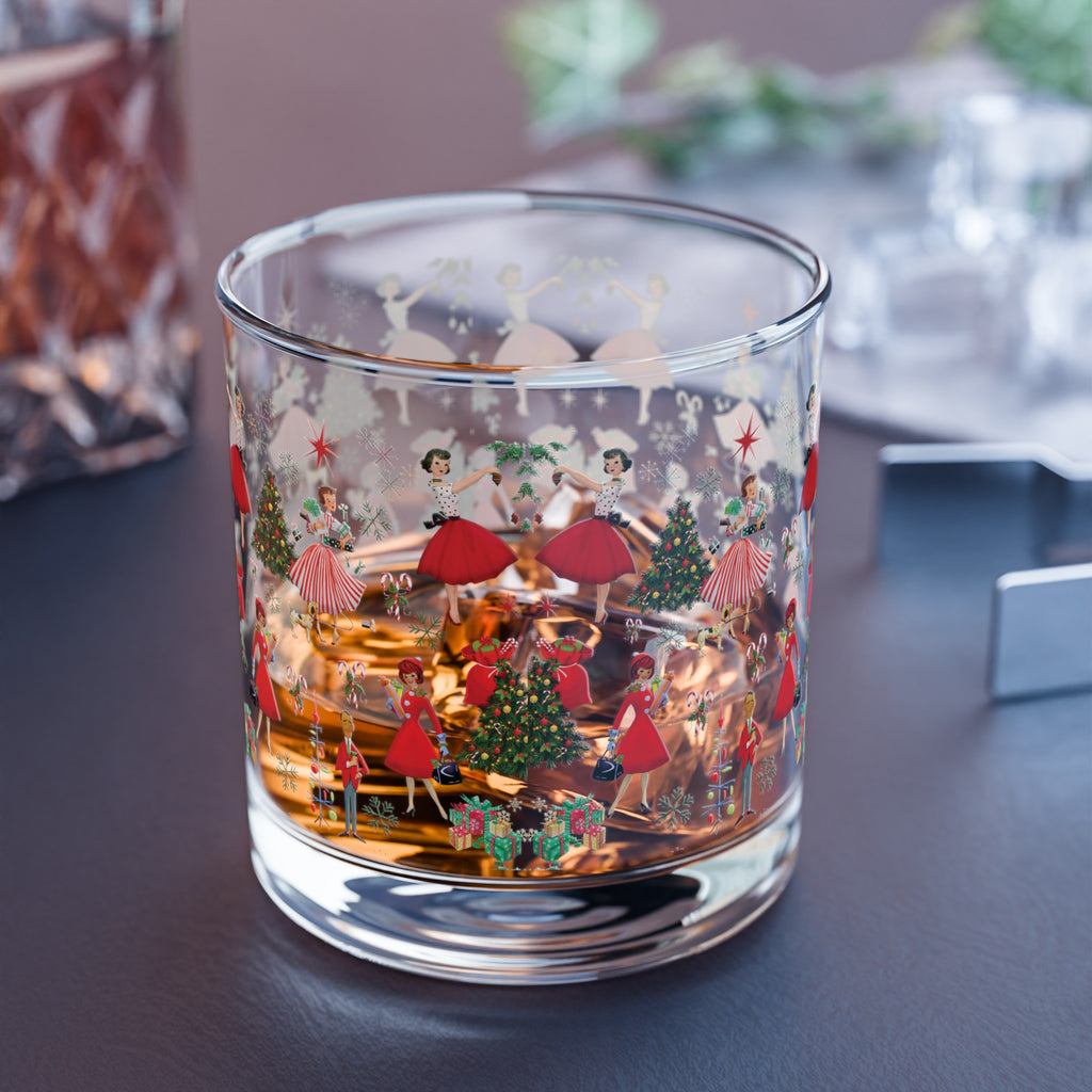 Glass Vintage Christmas Rocks Glass, 10oz  Festive Holiday Drinkware with Classic Design, Perfect for Cocktails and Spirits, Ideal Gift for Christmas Celebrations and Home Décor - MRSBYVALLE