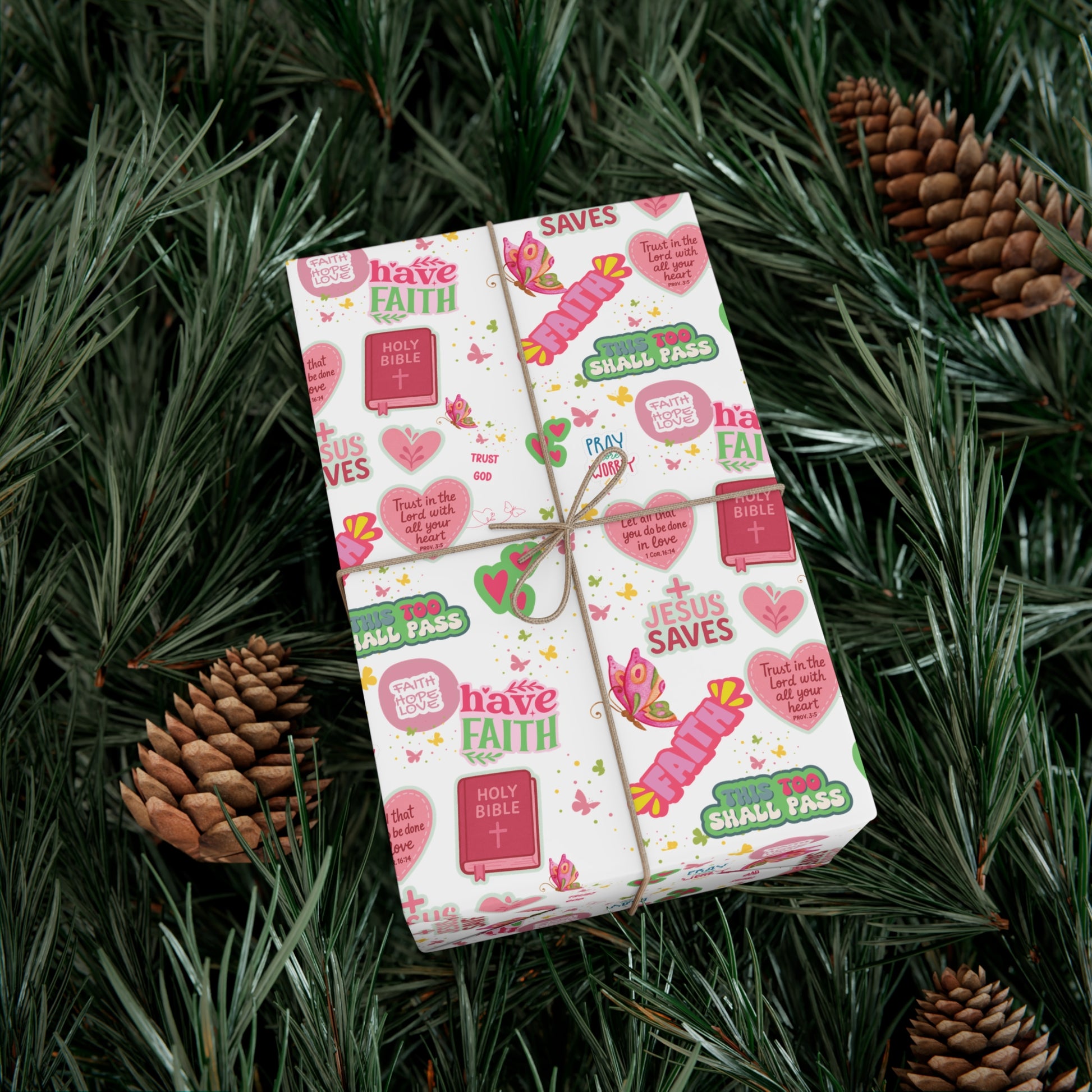 Christian Wrapping Paper | Inspirational Bible Verse Gift Wrap | Faith-Based Wrapping for Birthdays, Holidays, Special Occasions | Scripture Gift Wrap Gifts Moms Weddings