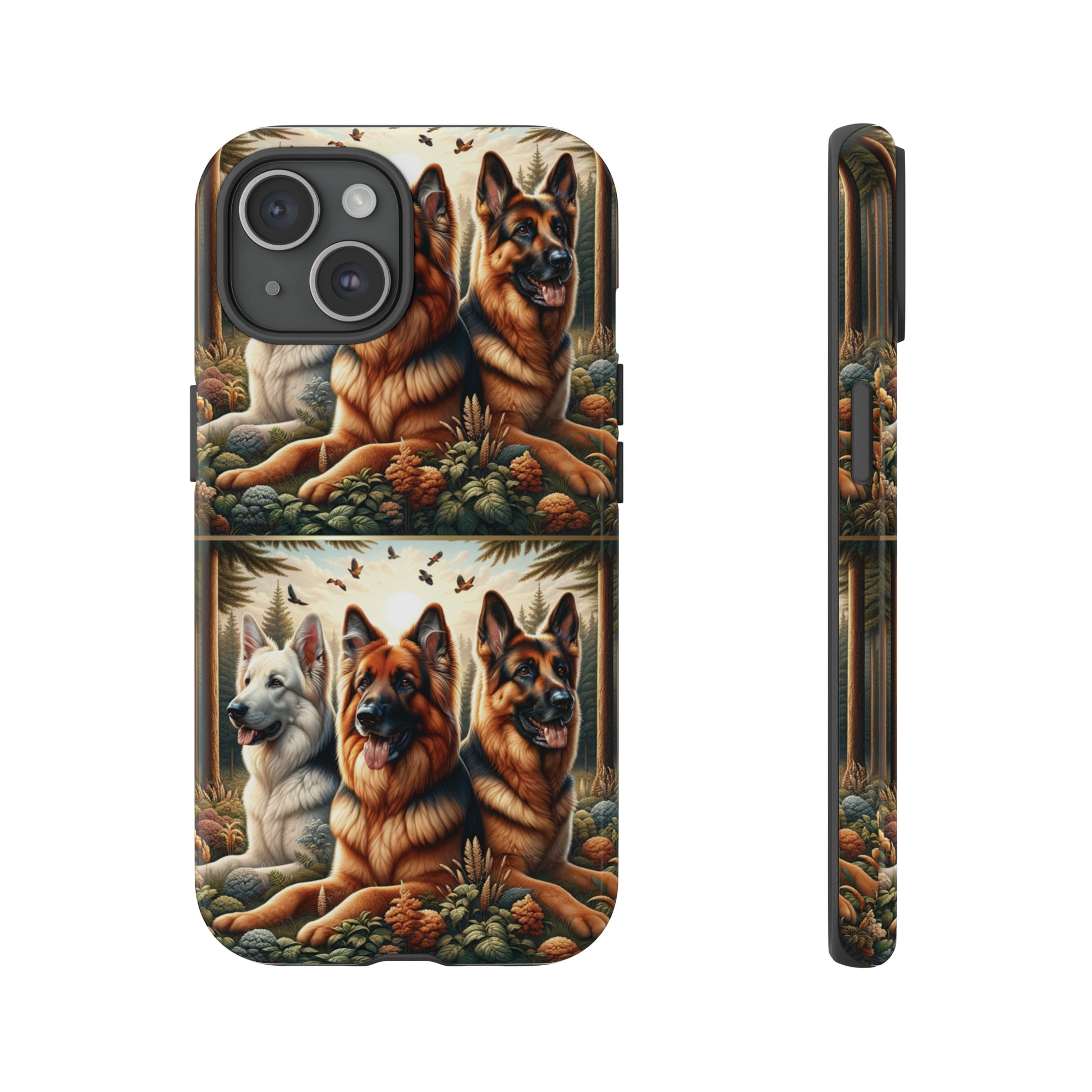 German Shepherd Phone Tough Case Floral Elegant Durable Dog Lover Devices iPhone 15, Samsung iPhone Samsung Accessory Gift for Her.