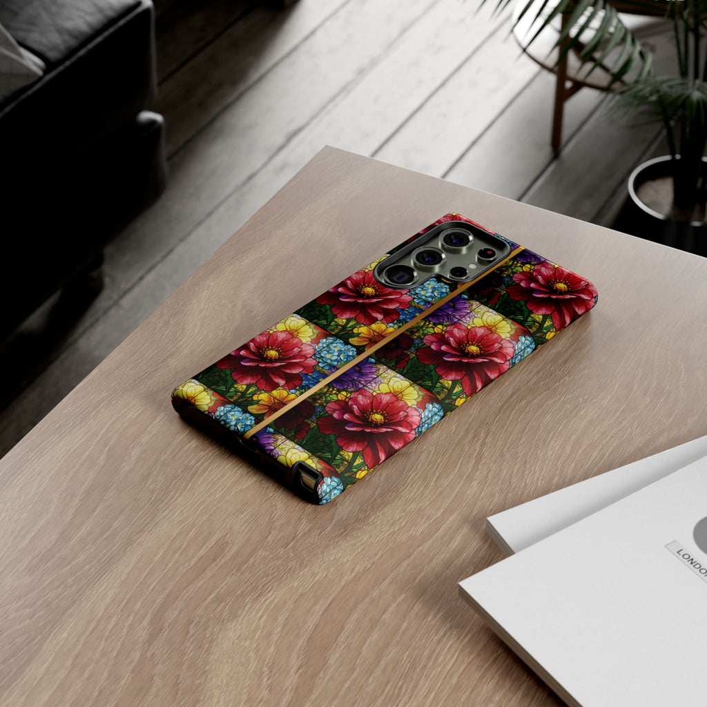 Stained Glass Illusion Floral Phone Case  3D Colorful Flower Design, Protective Christian Gift, Fits iPhone, Samsung, Google Pixel