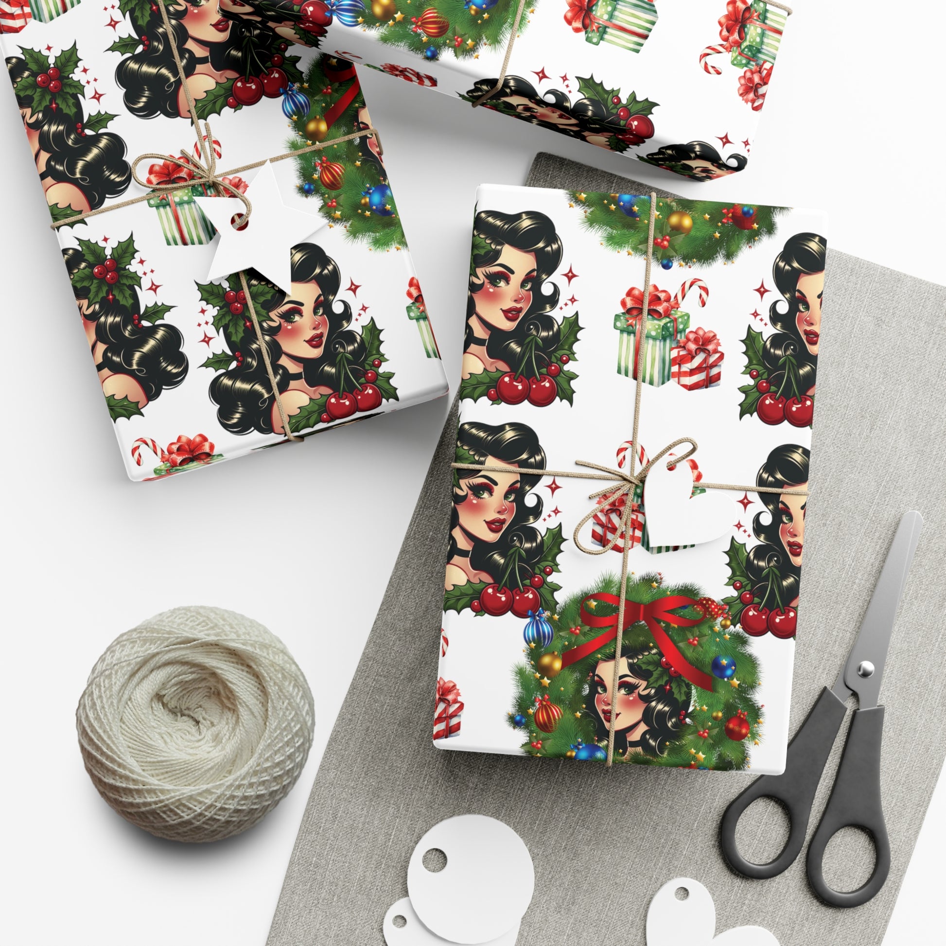 Retro Women Christmas Theme Wrapping Paper Vintage-Inspired Gift Wrap Perfect for Christmas Gifts and Special Occasions, Moms Gift - MRSBYVALLE