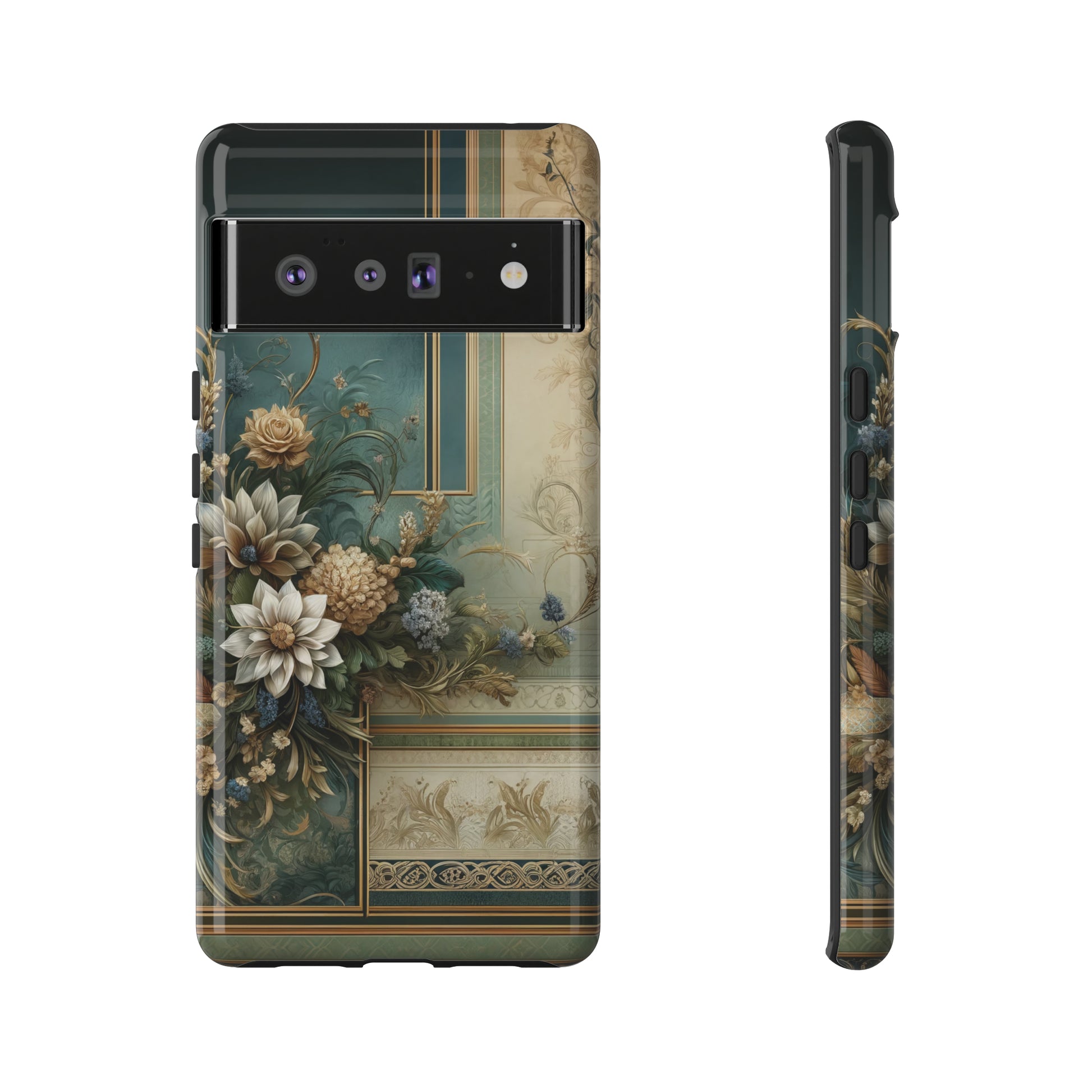 Victorian Floral Boho Luxury Phone Tough Case Floral Elegant Durable Stylish for Modern Devices iPhone 15, Samsung iPhone Samsung Accessory Gift for Her.