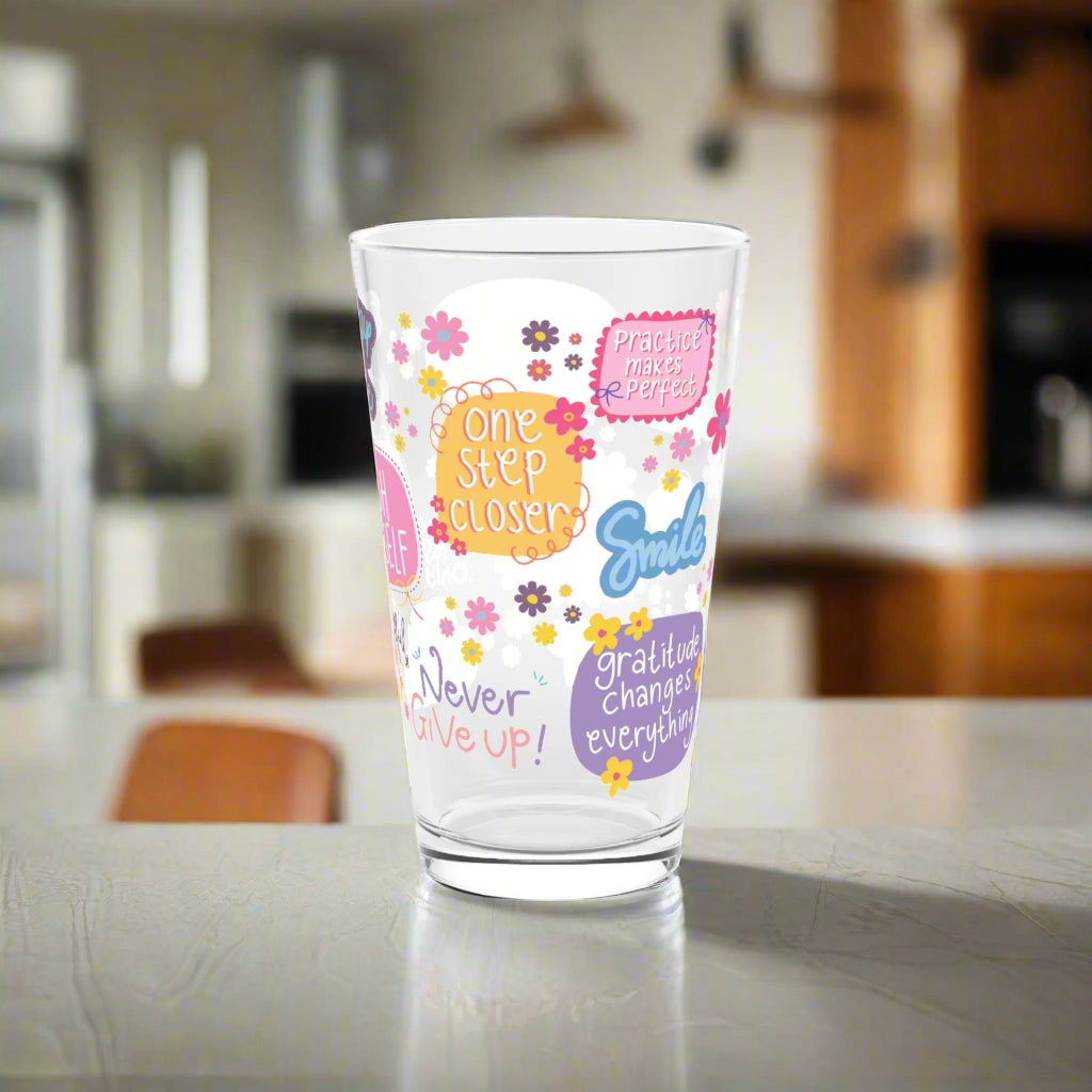 Good Vibes Only 16oz Pint Glass Motivational Quote Drinkware Positive Affirmation Glass | Perfect Uplifting Gift to Inspire & Encourage DailyHandwash Only
