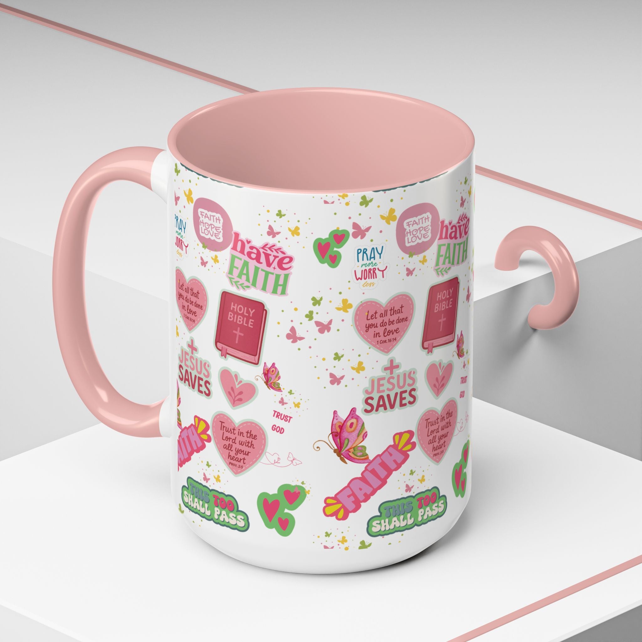 Commencez votre journée avec la foi | Mug chrétien avec verset biblique | Cadeau inspirant pour chrétiens | Mug à café en céramique 325 ml et 443 ml Matins de printemps douillets