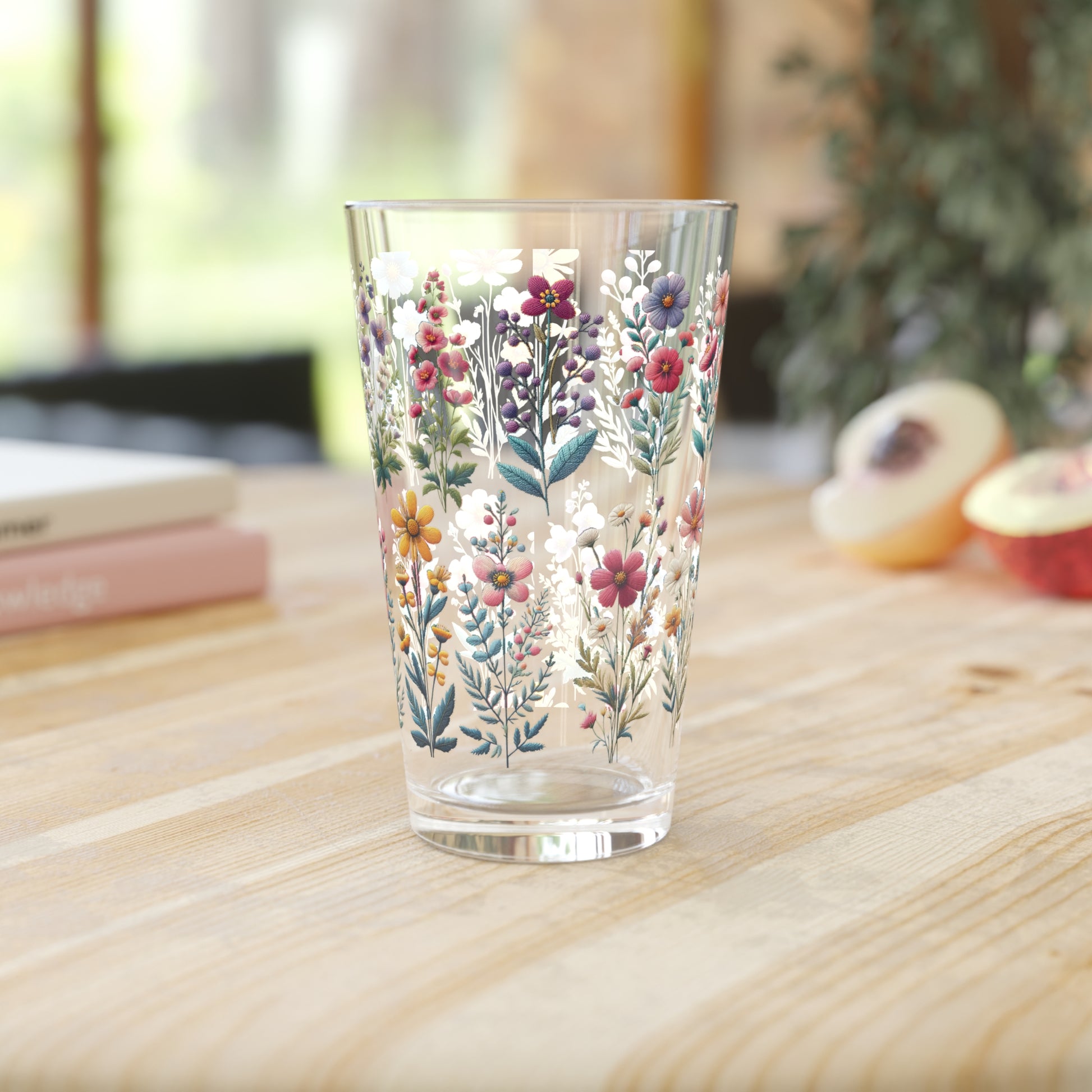 Best Beautiful Wildflower 16 oz Pint Glass Floral Design for Refreshing Drinks Perfect for Home Bars, Parties, and Everyday and Durable Perfect for Parties - MRSBYVALLE