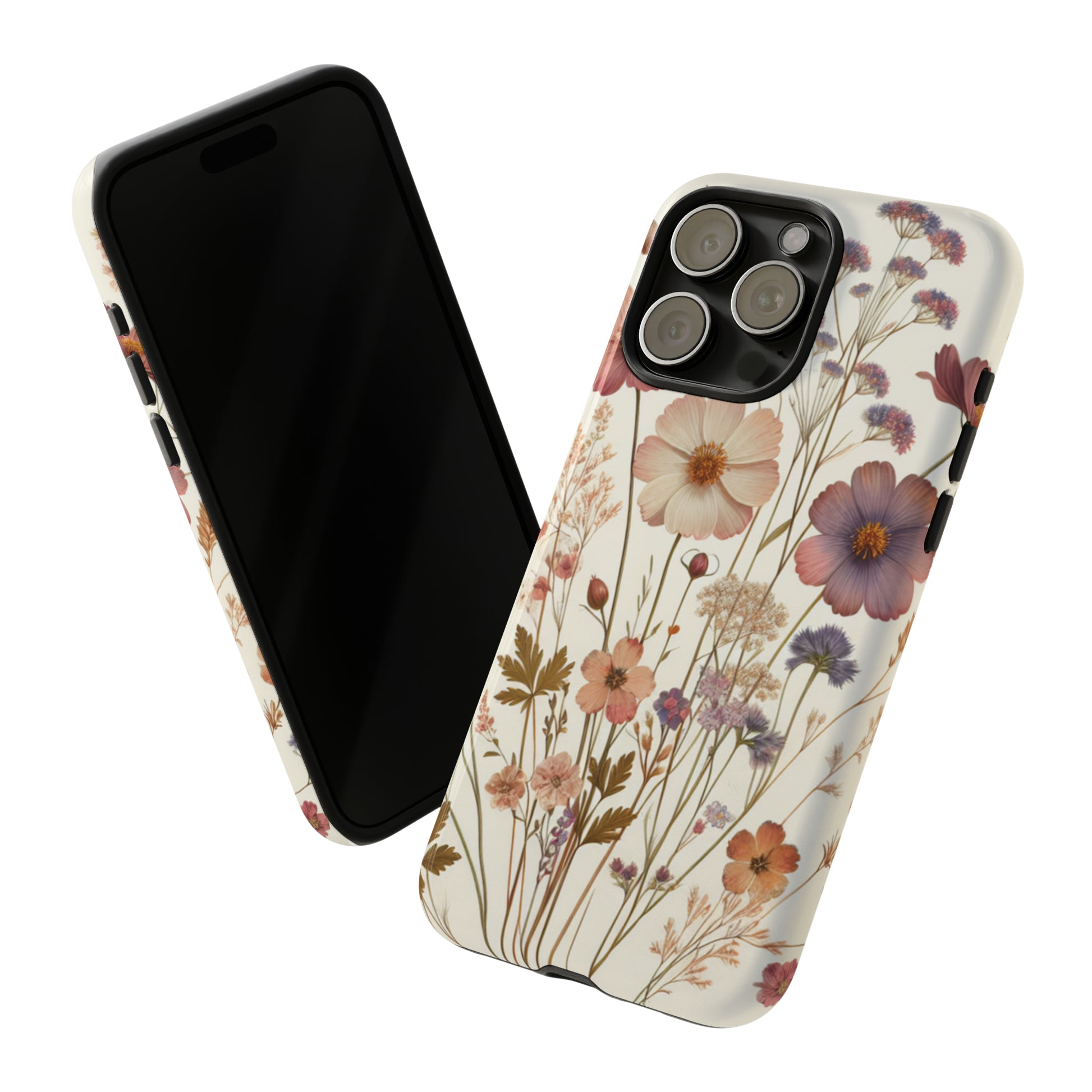 Wildflower Boho Luxury Phone Tough Case Floral Elegant Durable Stylish for Modern Devices iPhone 15, Samsung iPhone Samsung Accessory Gift for Her.