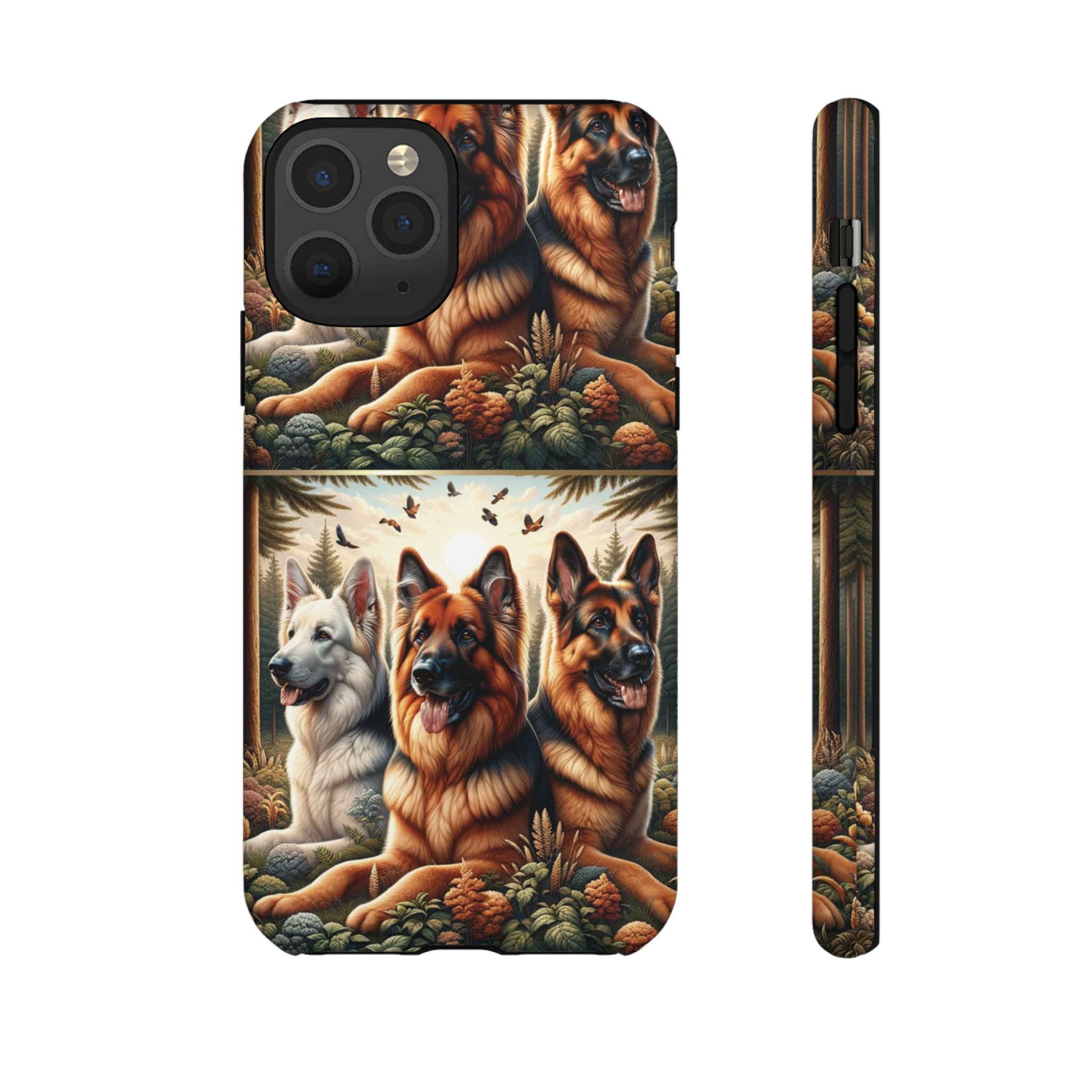 German Shepherd Phone Tough Case Floral Elegant Durable Dog Lover Devices iPhone 15, Samsung iPhone Samsung Accessory Gift for Her