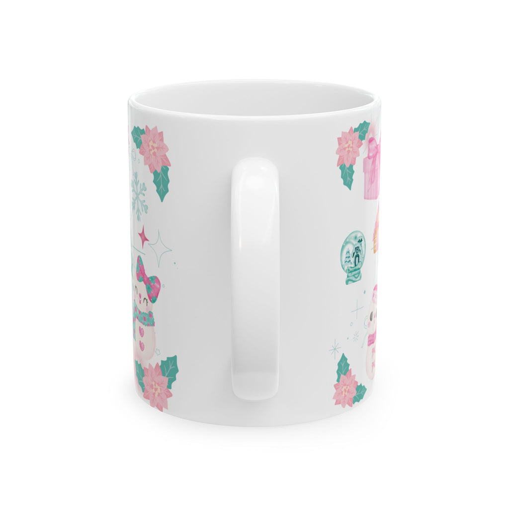 Glam Christmas Mug  Pink  Turquoise Holiday Coffee Cup, Festive Ceramic Mug in 11oz  15oz, Chic Gift for Hot Cocoa or Morning Lattes Mom