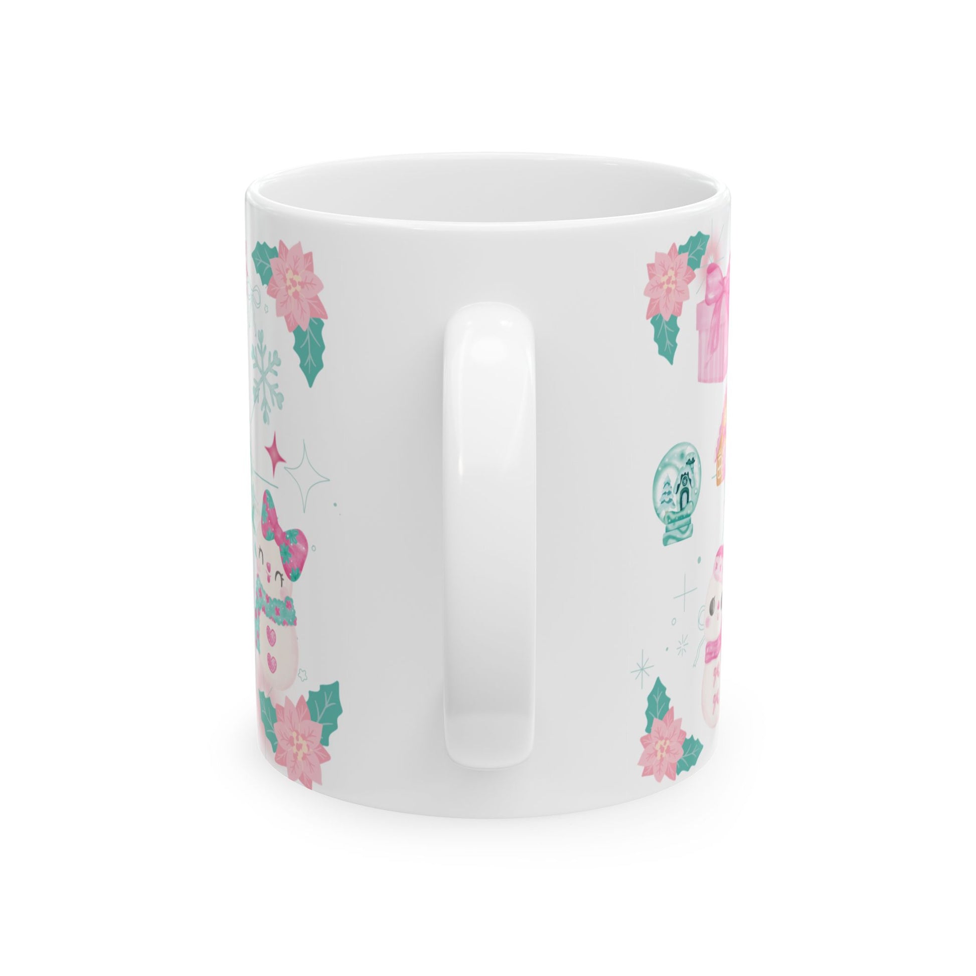 Glam Christmas Mug  Pink  Turquoise Holiday Coffee Cup, Festive Ceramic Mug in 11oz  15oz, Chic Gift for Hot Cocoa or Morning Lattes Mom