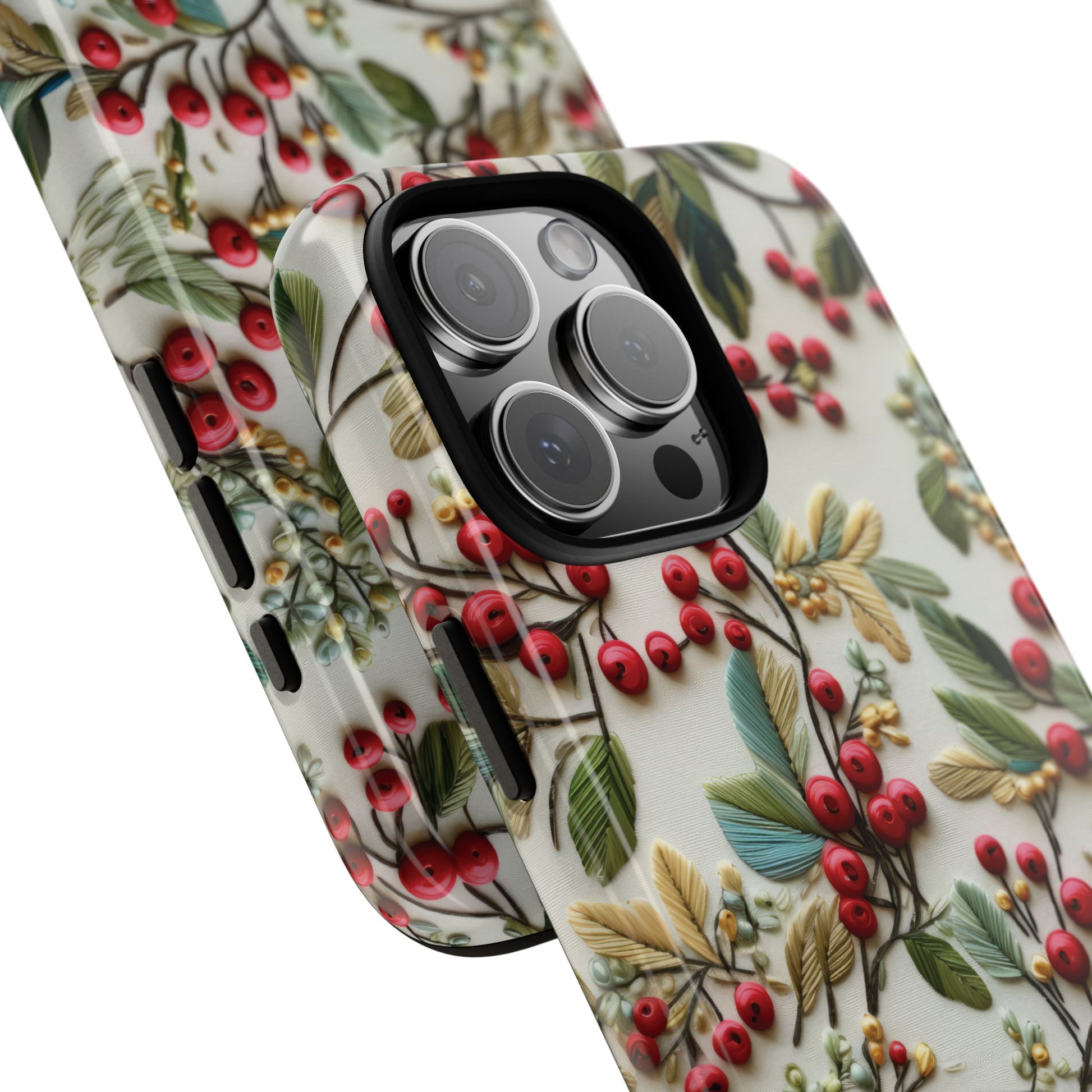 Holly Christmas Wildflowers Boho Chic Design Phone Case - Stylish, Protective Cover for All Models Gift for Mom Accessory Gift for Her