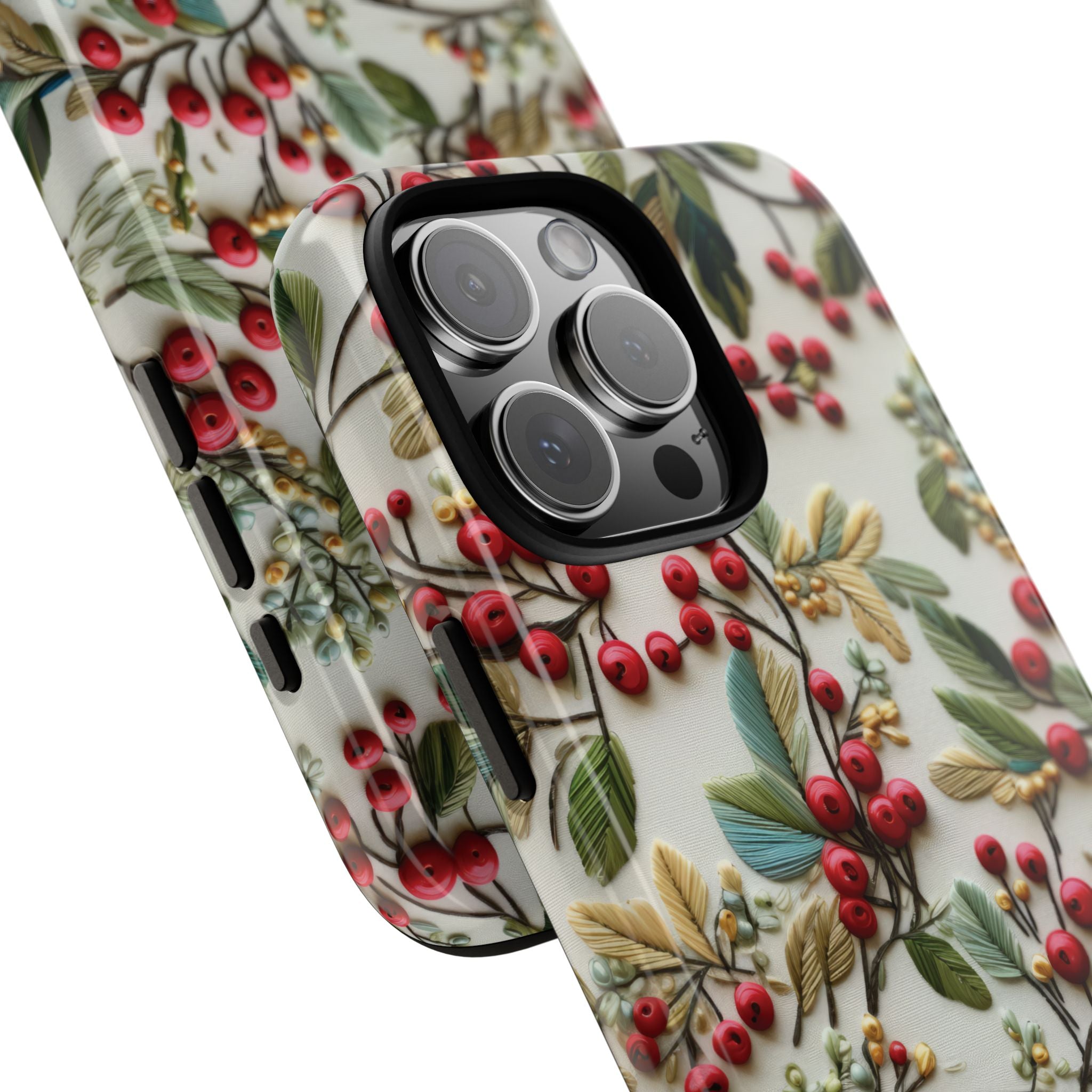 Holly Christmas Wildflowers Boho Chic Design Phone Case - Stylish, Protective Cover for All Models Gift for Mom Accessory Gift for Her