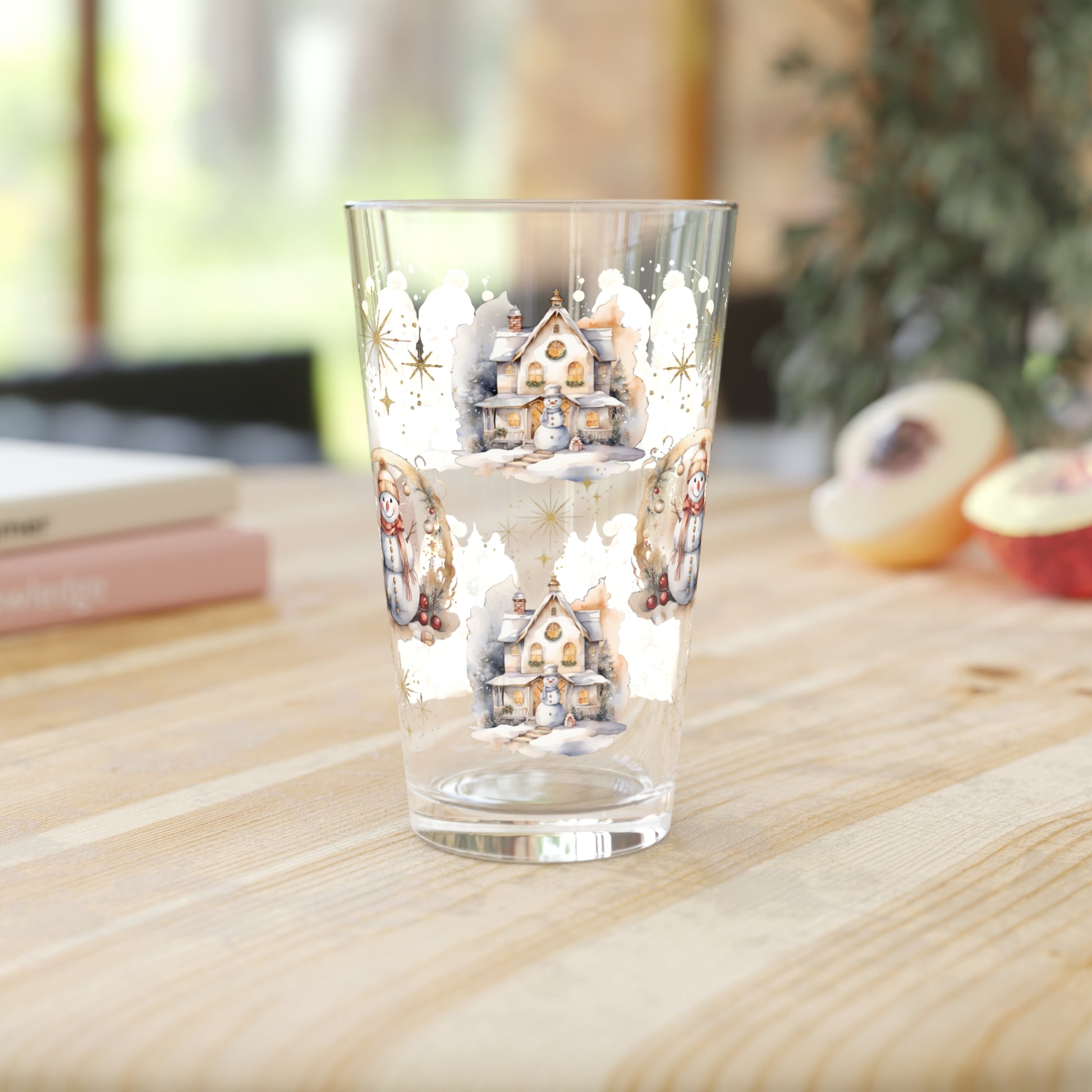 Watercolor Snowman 16oz Pint Glass Festive Holiday Drinkware for Christmas Winter Celebrations Perfect Gift for Beer Lovers Home Entertaining Elegant Perfect for Parties - MRSBYVALLE