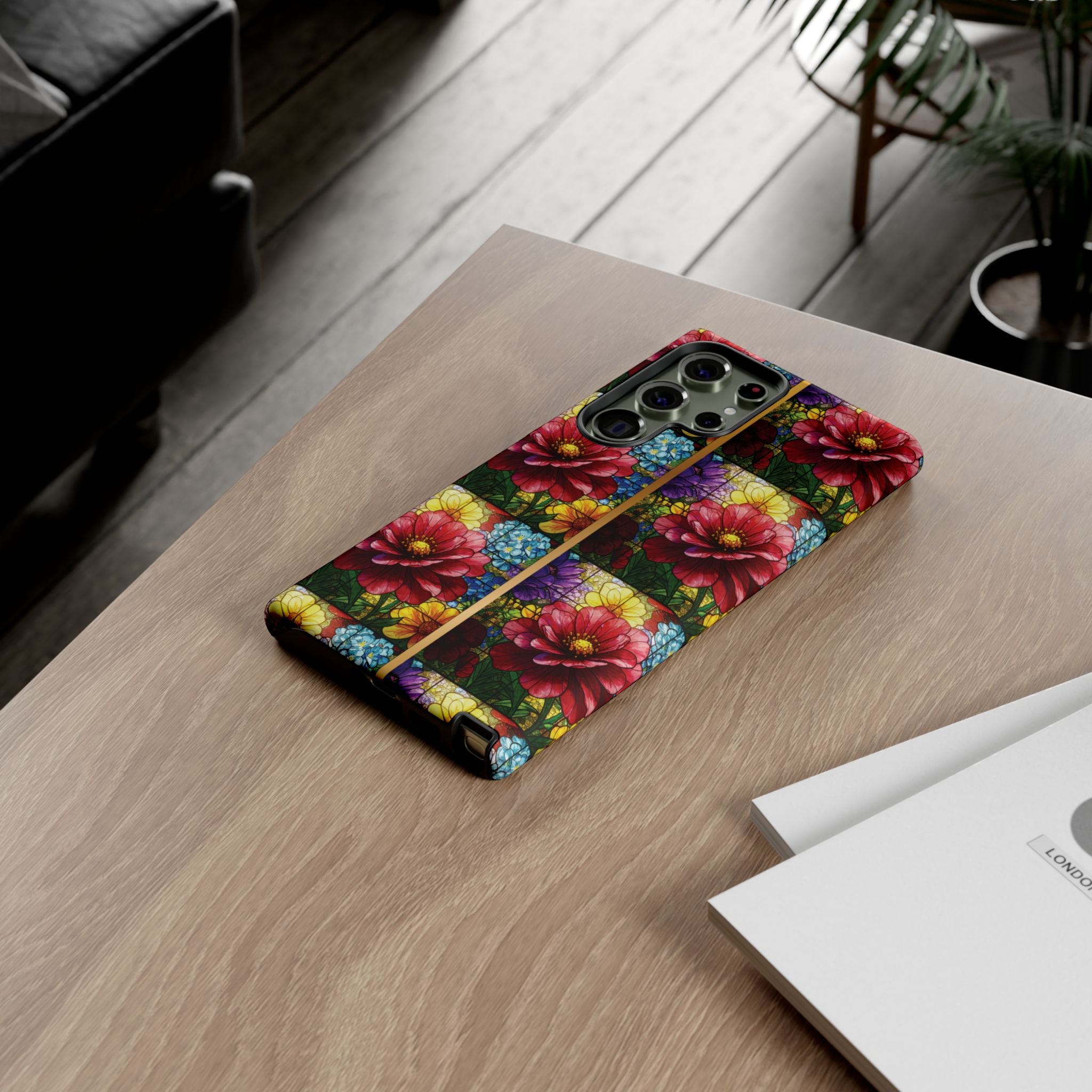 Stained Glass Illusion Floral Phone Case  3D Colorful Flower Design, Protective Christian Gift, Fits iPhone, Samsung, Google Pixel
