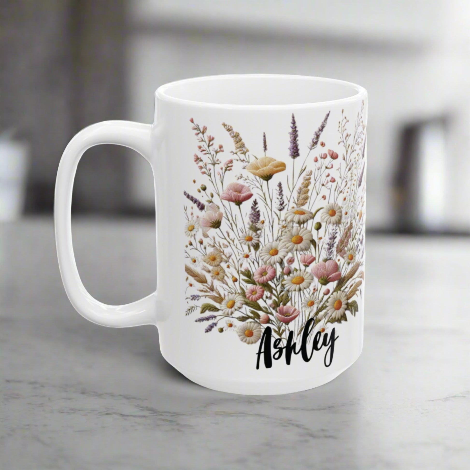 Personalized Boho Wildflower Best Coffee Mug | Custom Name Mug | Floral Design | Custom Gift for Her | Birthday Gift | Wedding Wildflowers Custom Mug | Available in 11 oz and 15 oz Available in 11 oz & 15 oz Ideal Gift for Cozy Coffee Moments - MRSBYVALLE