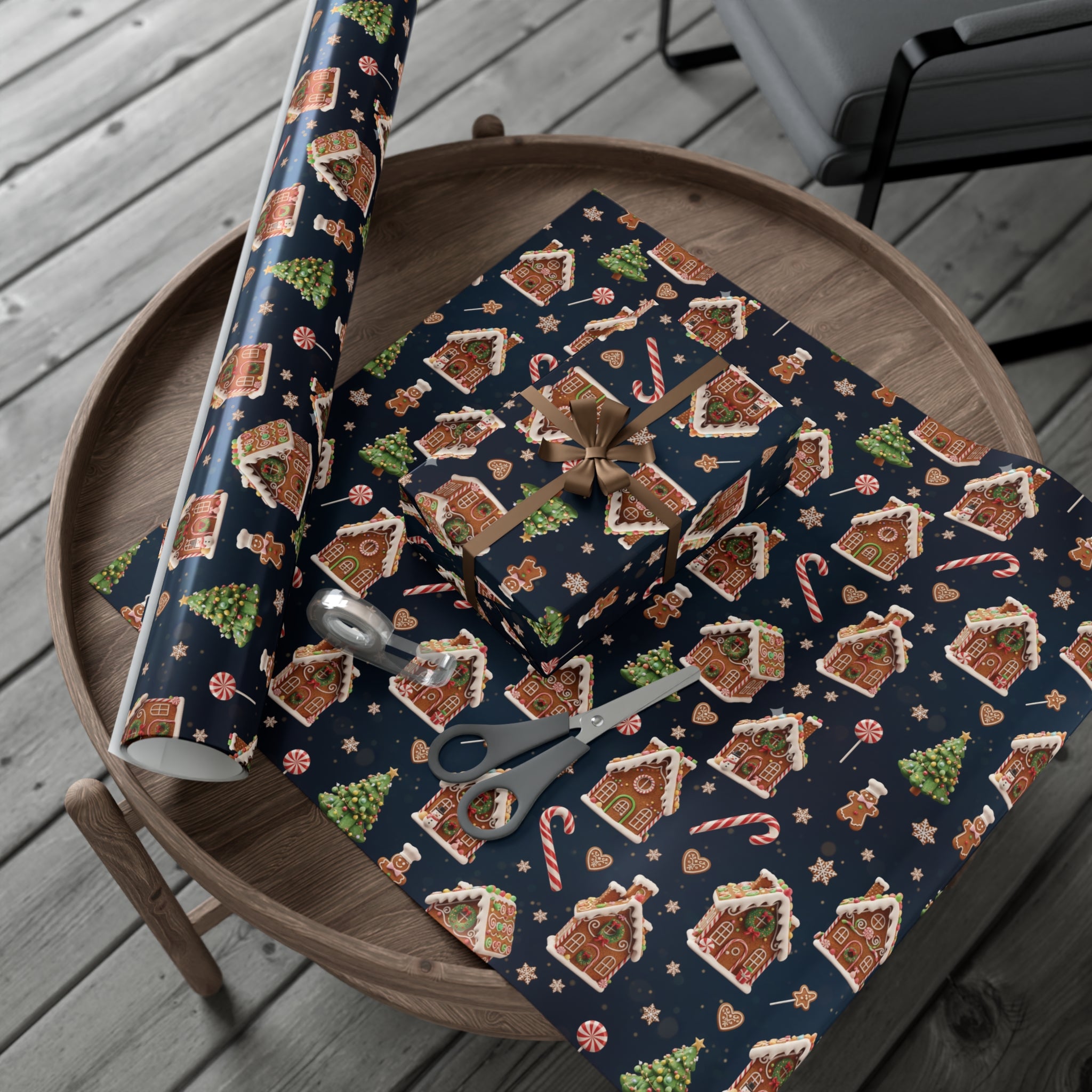 Vintage 3D Gingerbread House Christmas Wrapping Paper | Elegant  Holiday Gift Wrap3 Size Options Available Gift Mom