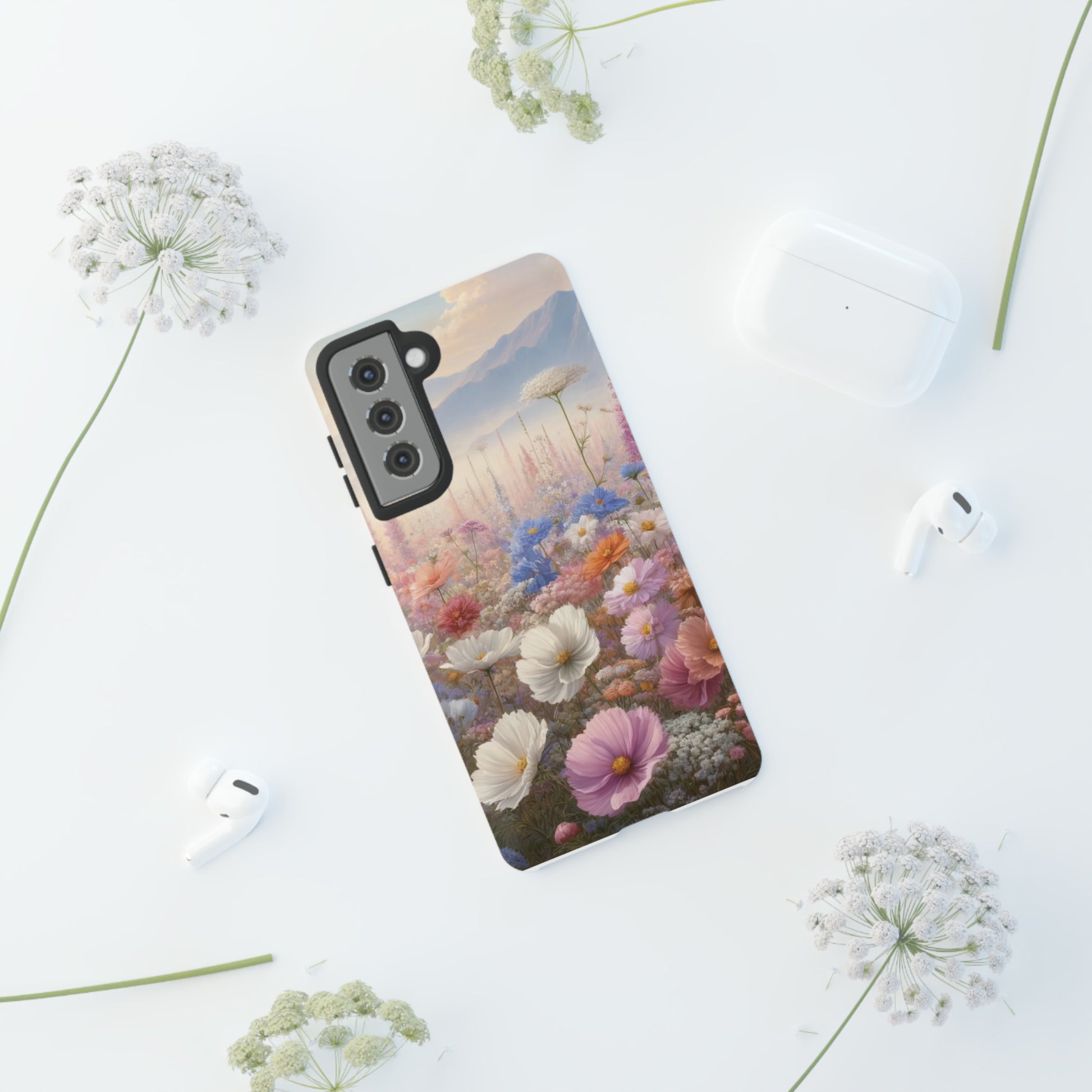 Phone Case Floral Boho Luxury Tough Case Floral Elegant Durable Stylish for Modern Devices iPhone 15, Samsung iPhone Samsung Accessory Gift for Her.
