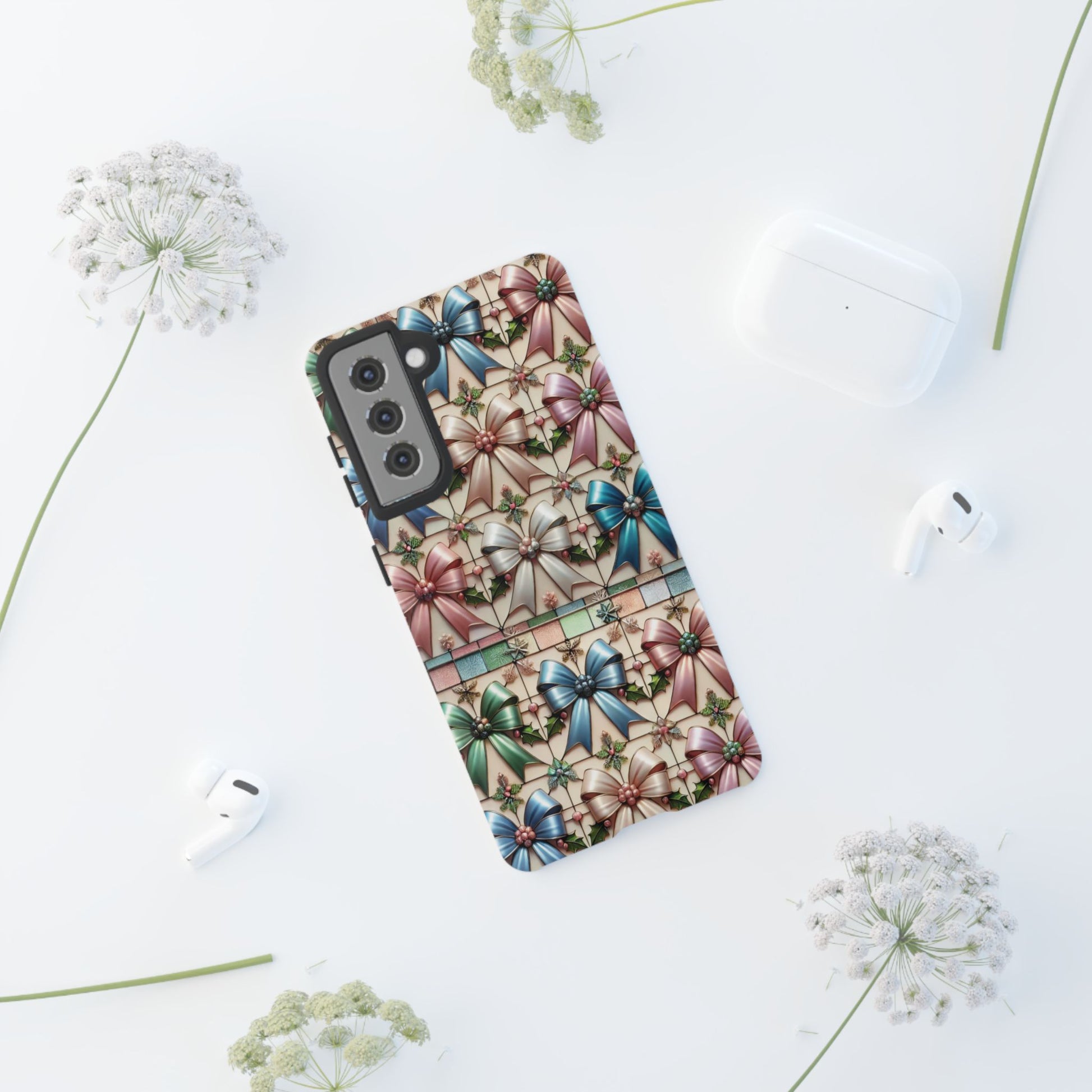 Coquette Bows Pastel Phone Case for iPhone 17 ,  15 14 13 12  21 23 Samsung, and Pixel | Stylish Protective Cover Gift for Her Perfect for Floral Lover
