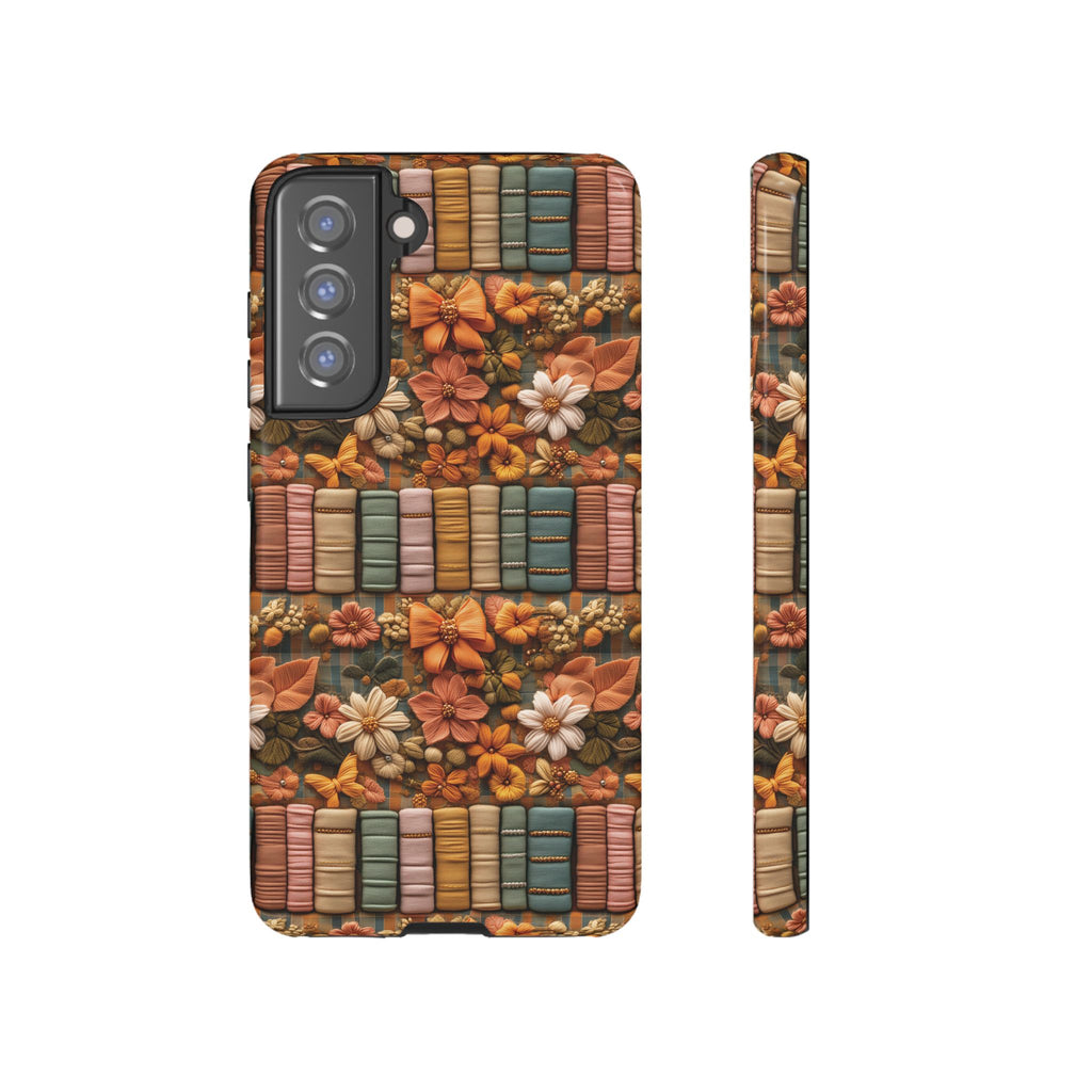 3D Illusion Boho Floral and Books Phone Case Gift for Her Phone 15, Samsung iPhone Samsung Gift for Her Case iPhone 15, Samsung iPhone Samsung Accessory Gift for Her