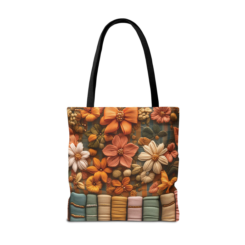 Boho Floral 3D Illusion Tote with Books Design Stylish and Functional Bag for Everyday Use Durable, Reusable, and Perfect for Book Lovers and Boho Enthusiasts Season - MRSBYVALLE