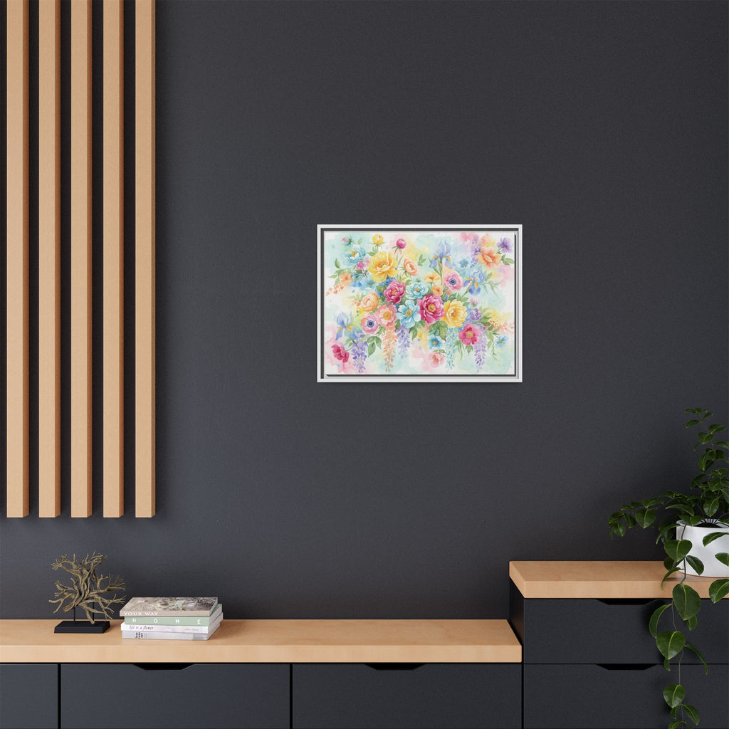 Toile Bouquet Floral Aquarelle, Art Mural Mat Encadré | Art Mural Multicolore