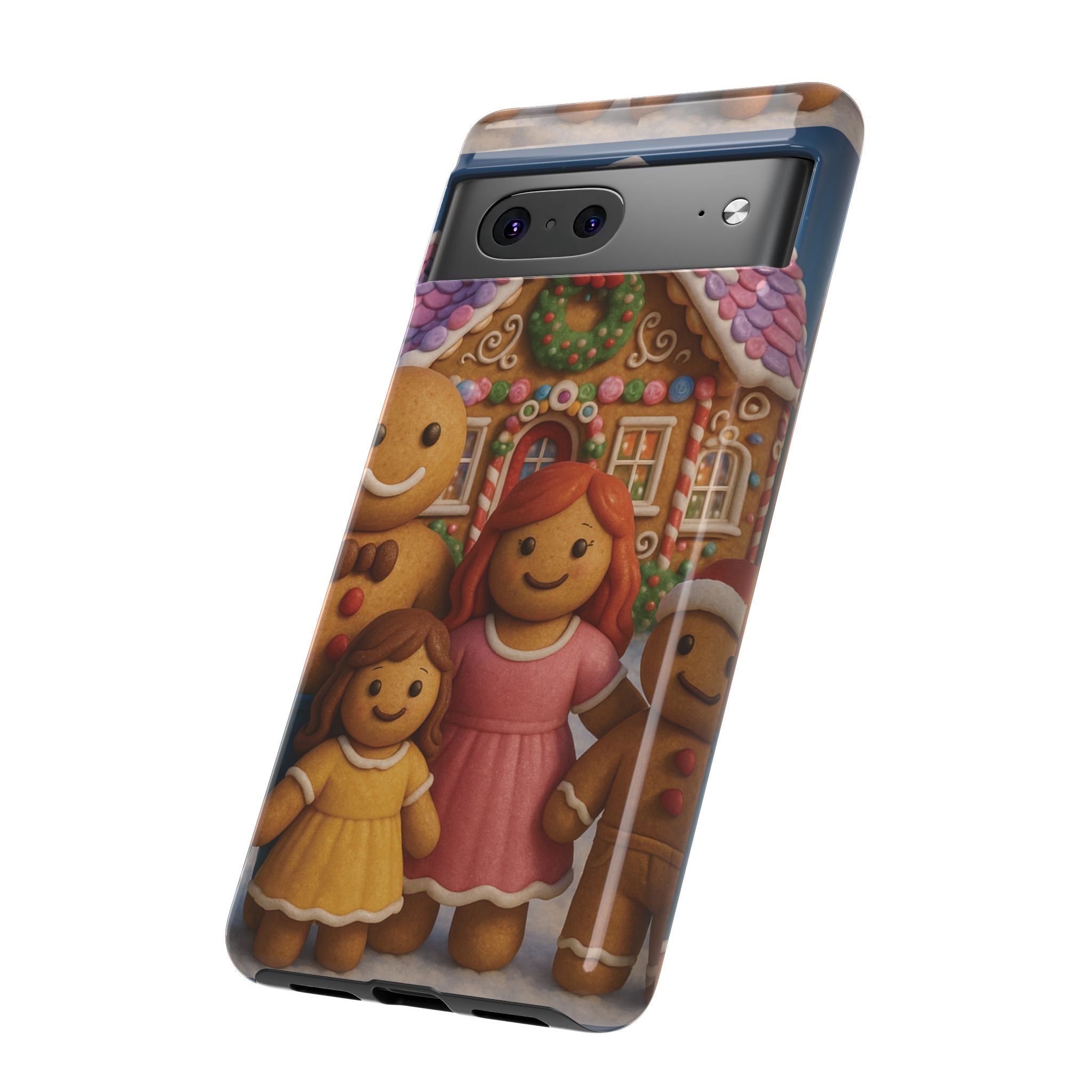 Coque de téléphone esthétique Famille en Pain d'Épices – Design d'inspiration vintage sur le thème de Noël – Étui stylé pour modèles iPhone et Samsung Galaxy